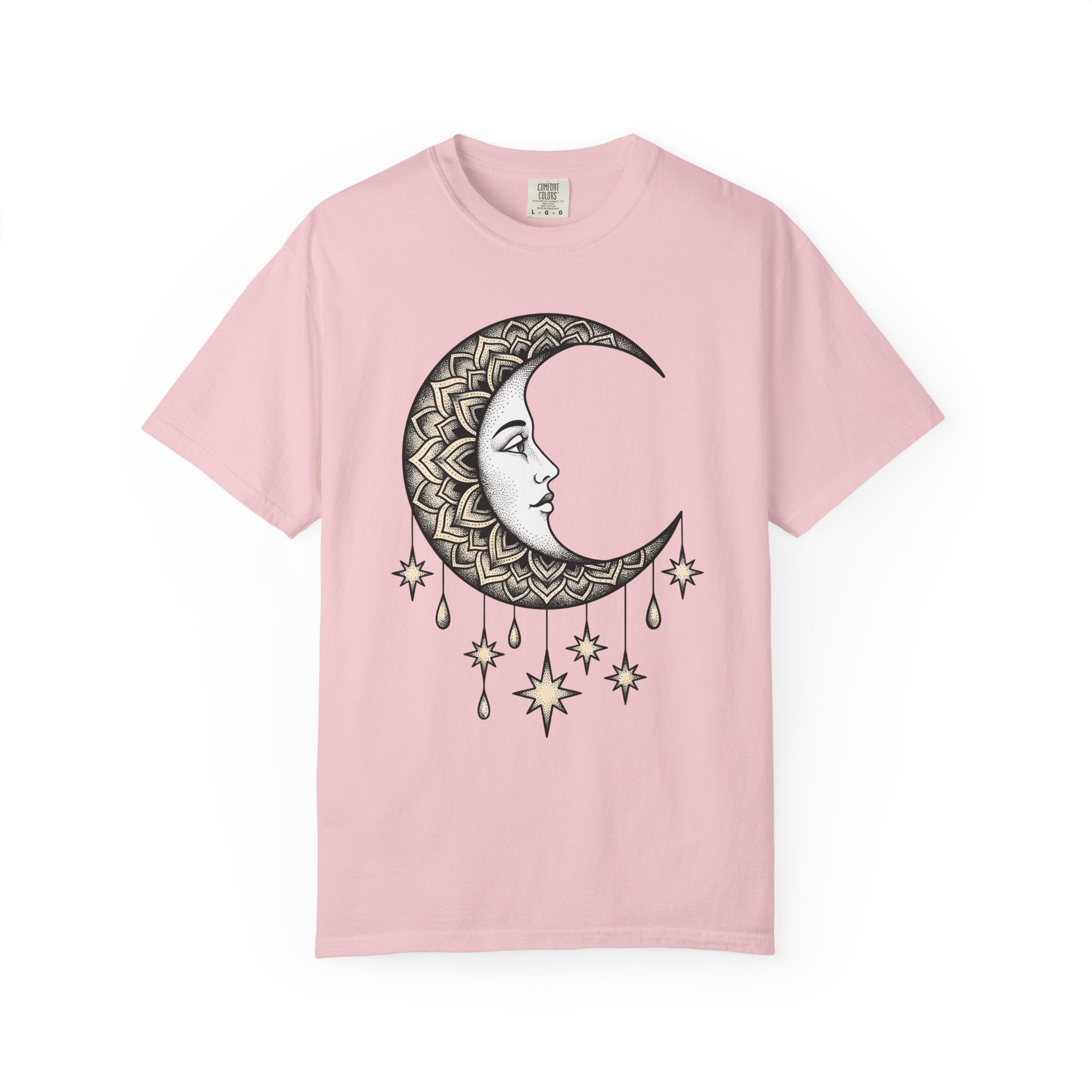 Crescent Moon Shirt Boho Chic Astrology Gift Women Henna Tee Lunar T-Shirt Bohemian Fan Mehndi Tshirt Zodiac Graphic Retro Sparkles Tshirt