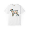 Pug Dog Shirt Dog Floral Gift Women Floral Graphic Tee Puggle T-Shirt Dog Fan Graphic Tshirt Botanical Illustration Retro Daisy Tshirt
