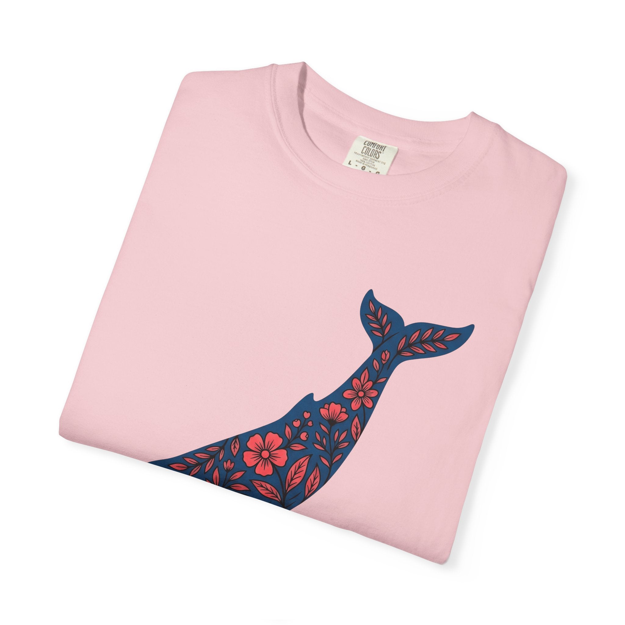 Whale Blossom Shirt Animals Aquatic Gift Women Rustic Tee Whale Flower T-Shirt Wildlife Fan Marine Graphic Tshirt Sleek Plant Tshirt