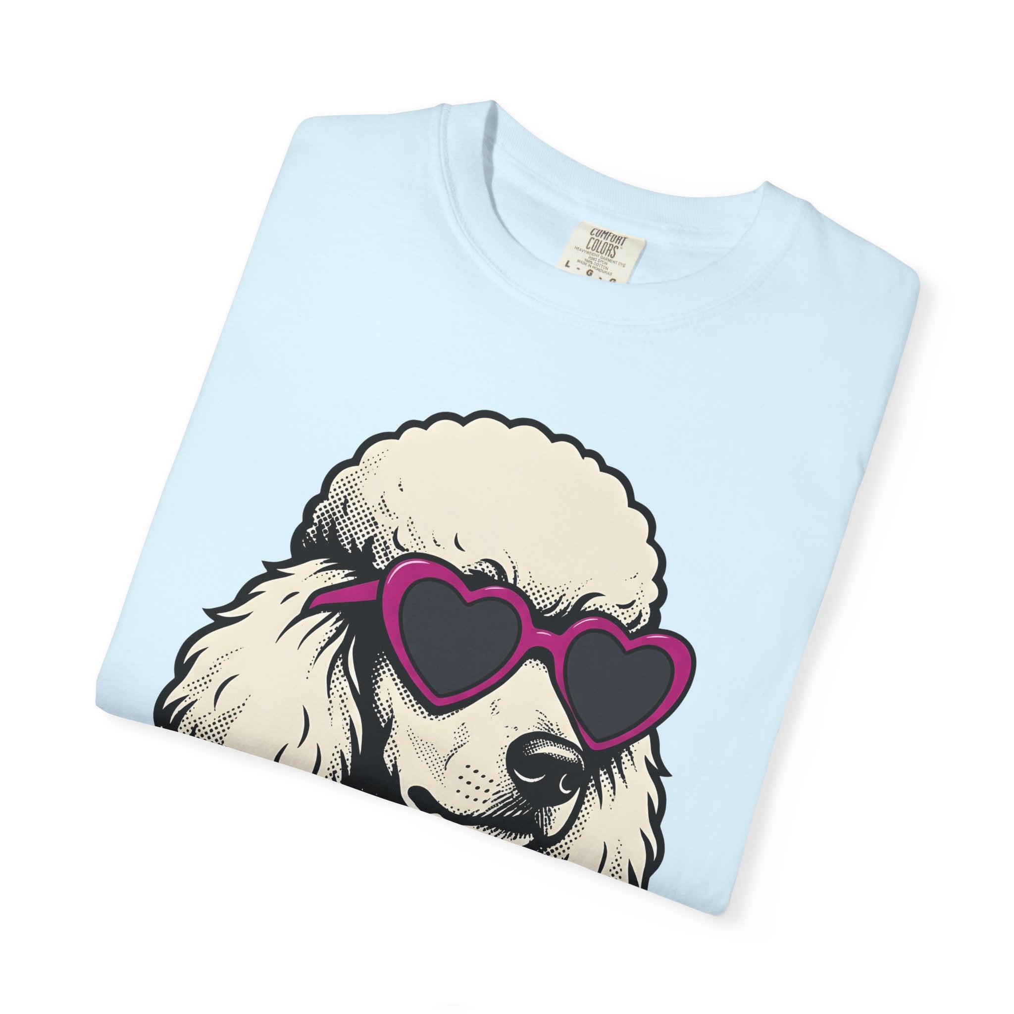 Poodle Dog Shirt Dog Fashion Gift Women Cartoon Tee Poodle T-Shirt Dog Fan Cartoony Tshirt Style Graphic Retro Heart Sunglasses Tshirt