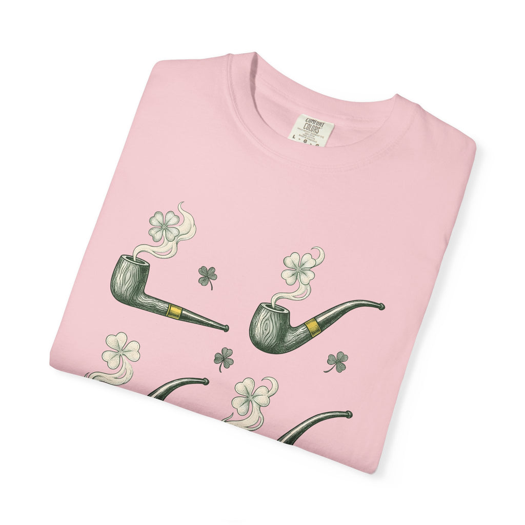 Tobacco Pipe Clover Shirt St Patrick's Day Celtic Gift Women Retro Tee Shamrock T-Shirt Luck Fan Vintage Tshirt Celtic Graphic Sketch Four