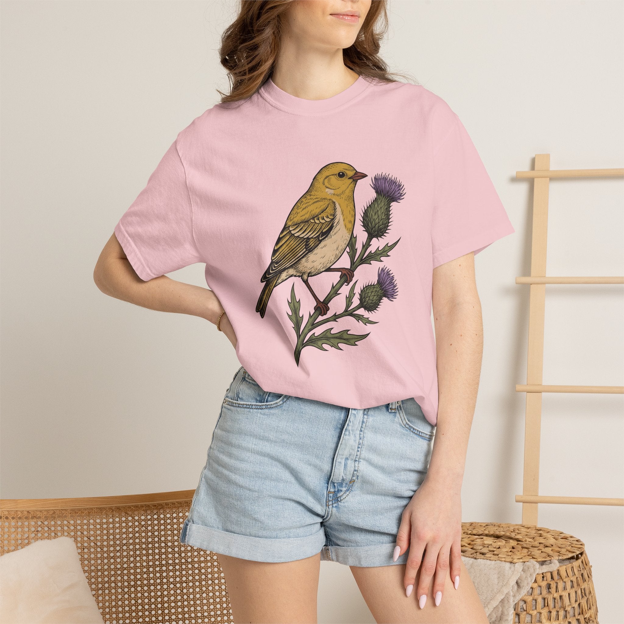 Yellow Warbler Shirt Bird Environment Gift Women Greenery Tee Warbler T-Shirt Birdwatcher Fan Botanical Tshirt Eco Graphic Traditional Plant
