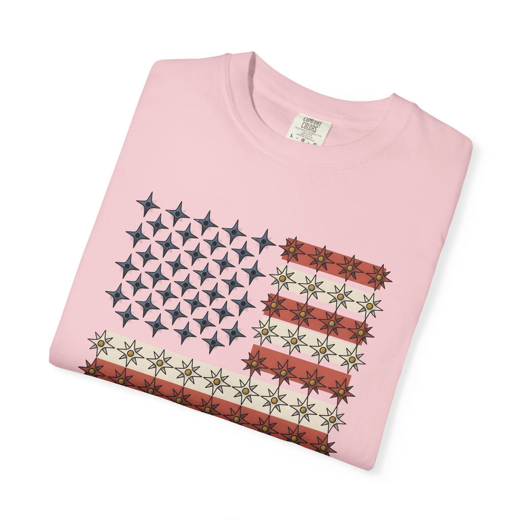 Star Banner Shirt America Celebration Gift Women Vintage Tee Flag T-Shirt American Fan Patriotic Tshirt Party Graphic Distressed Lines