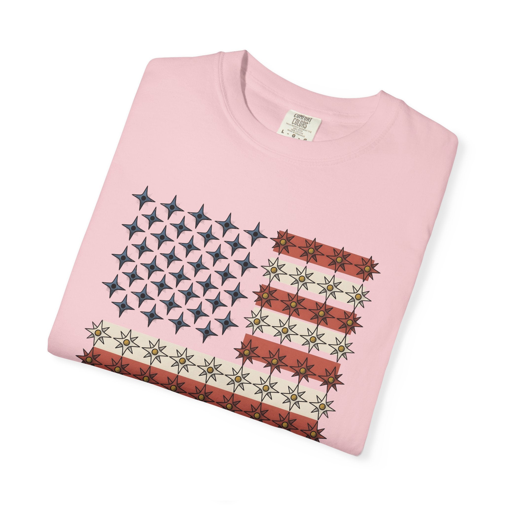 Star Banner Shirt America Celebration Gift Women Vintage Tee Flag T-Shirt American Fan Patriotic Tshirt Party Graphic Distressed Lines