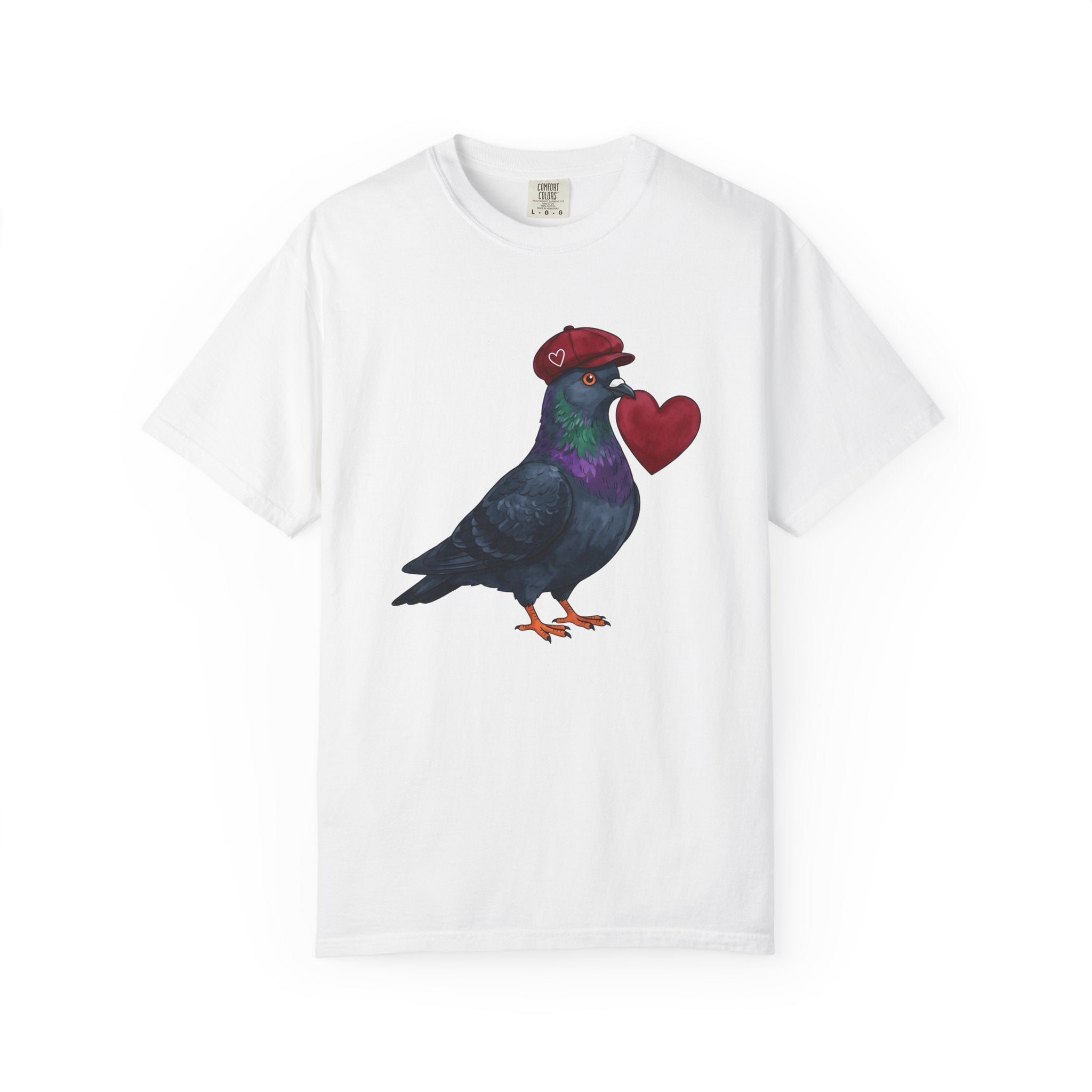 Pigeon Heart Shirt St. Valentines Day Love Gift Women Cartoon Tee Dove T-Shirt Valentine Fan Comic Tshirt Romance Graphic Watercolor Cap