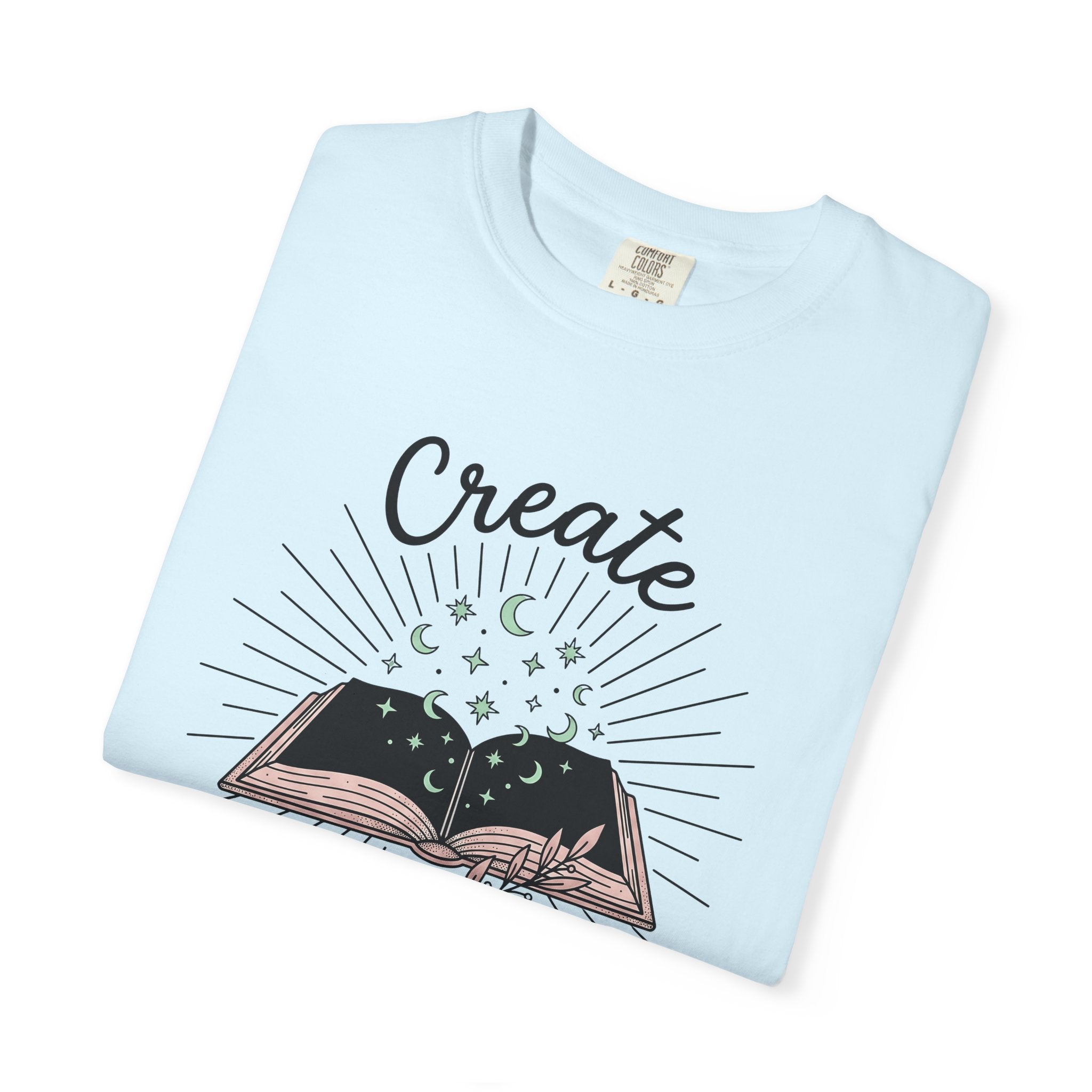 Open Book Shirt Boho Chic Witchy Gift Women Hand Drawn Tee Booklet T-Shirt Bohemian Fan Illustrated Tshirt Occult Graphic Minimalist Moon