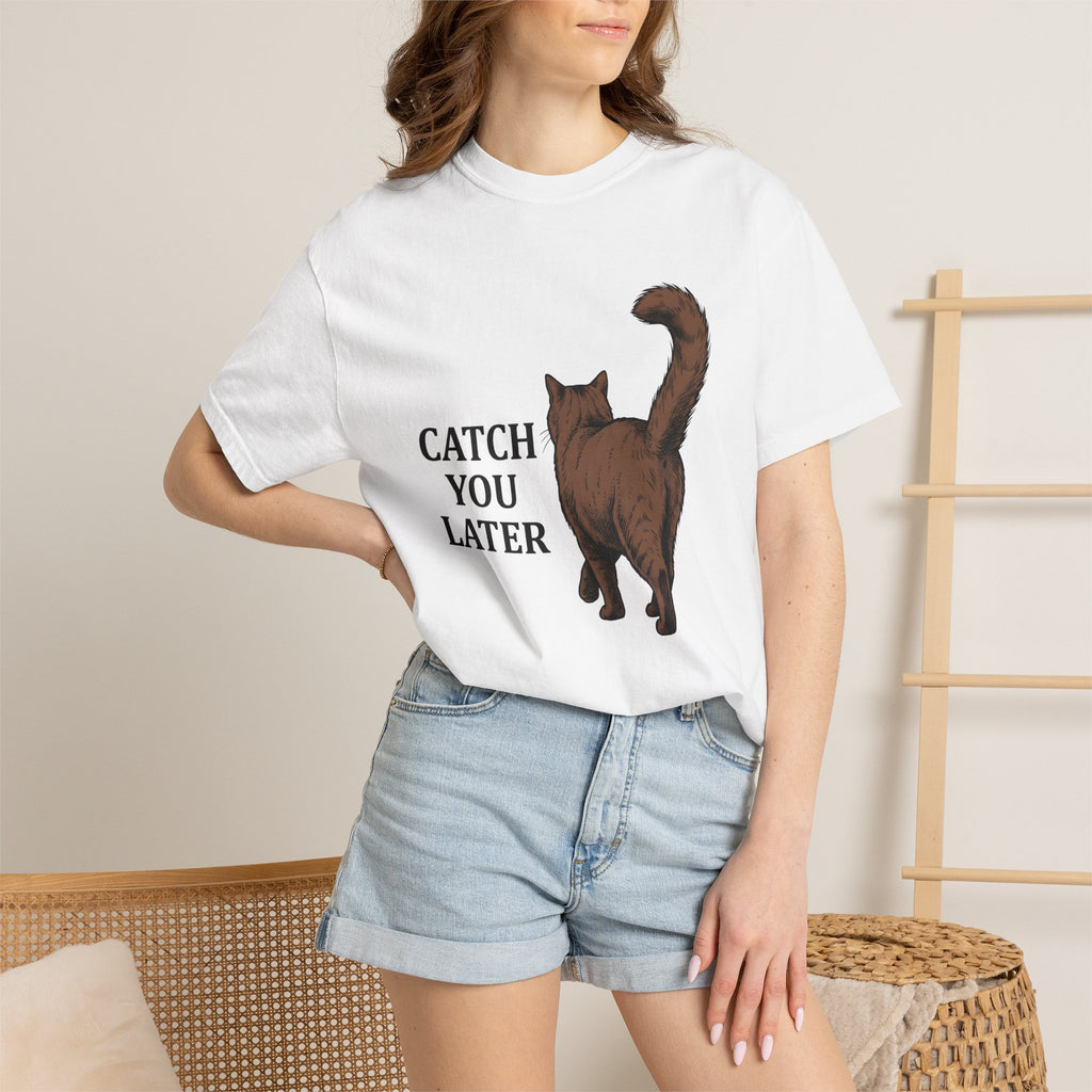 Cat Image Shirt Cat Laugh Gift Women Cartoon Tee Kitten T-Shirt Cat Fan Feline Tshirt Humor Graphic Classic Tail Tshirt