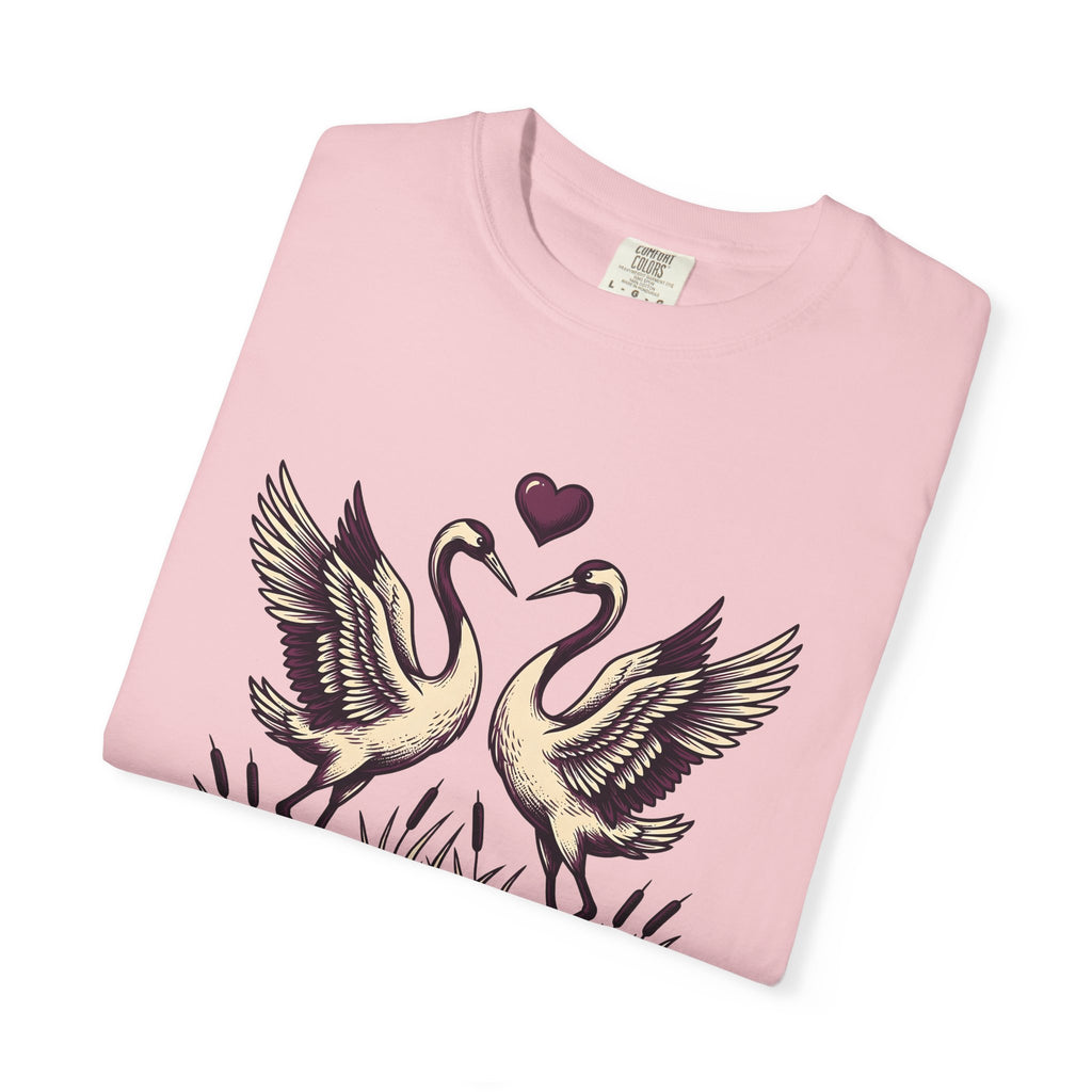 Stork Birds Shirt Animals Outdoors Gift Women Antique Tee Crane T-Shirt Wildlife Enthusiast Vintage Tshirt Nature Graphic Doodle Romance