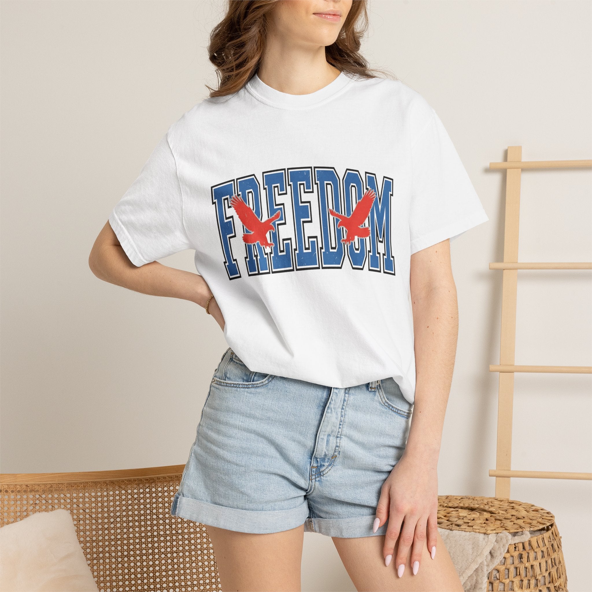 Eagle Print Shirt America Independence Gift Women Impactful Tee Bald Eagle T-Shirt Patriot Fan Vintage Tshirt Freedom Graphic Distressed