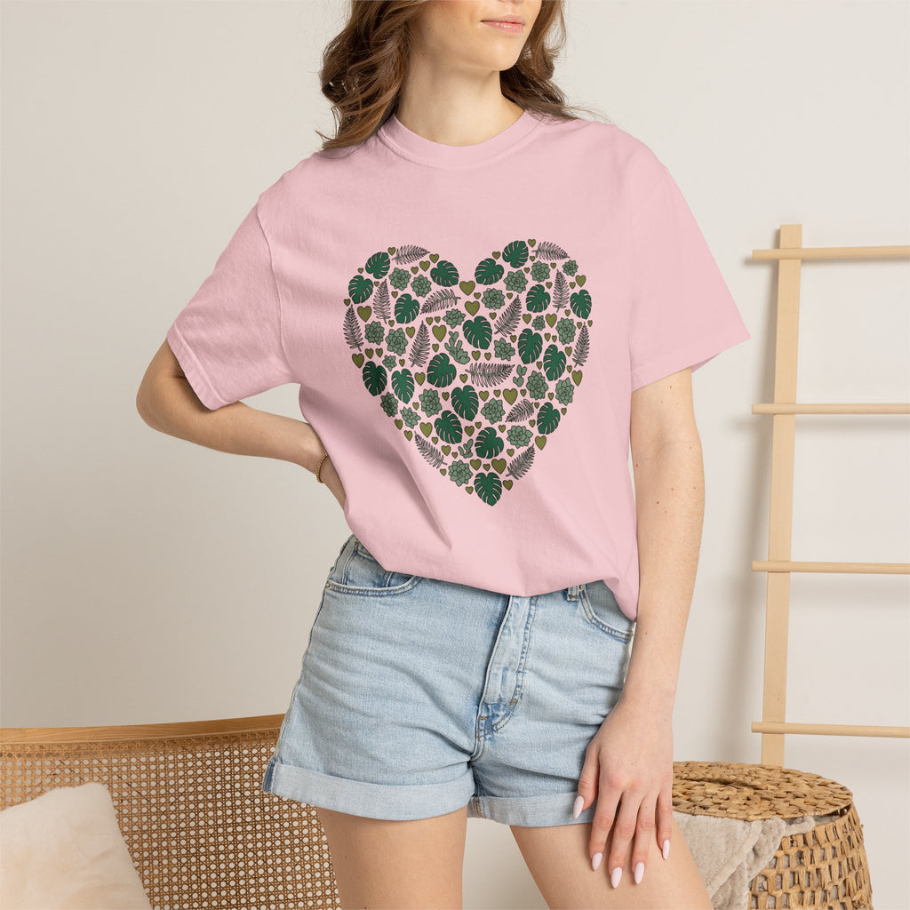 Heart Shape Shirt Valentines Day Plant Gift Women Botanical Tee Heart T-Shirt Valentine Fan Floral Tshirt Plant Graphic Minimalist Monstera
