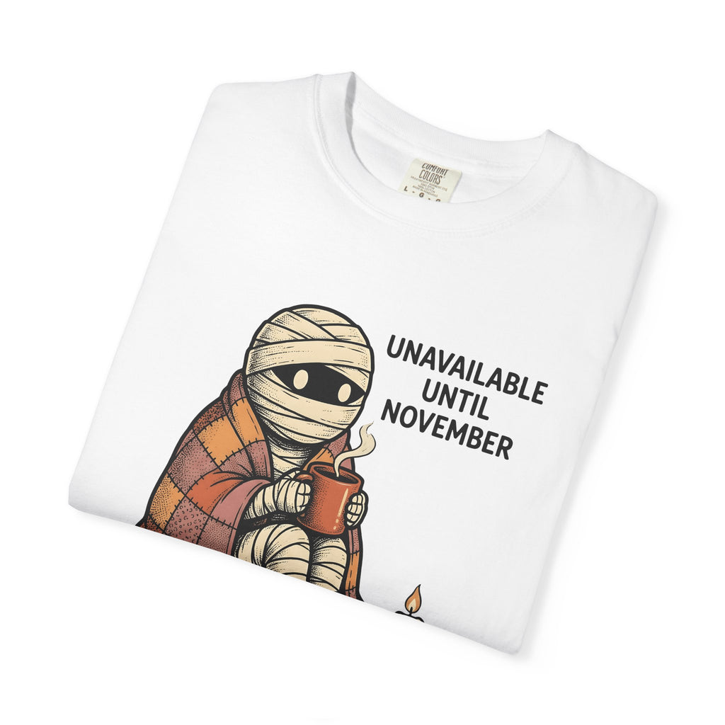 Mummy Coffee Shirt Halloween Cozy Gift Women Cartoon Tee Coffee T-Shirt Horror Fan Comic Tshirt Snug Graphic Retro Candle Tshirt