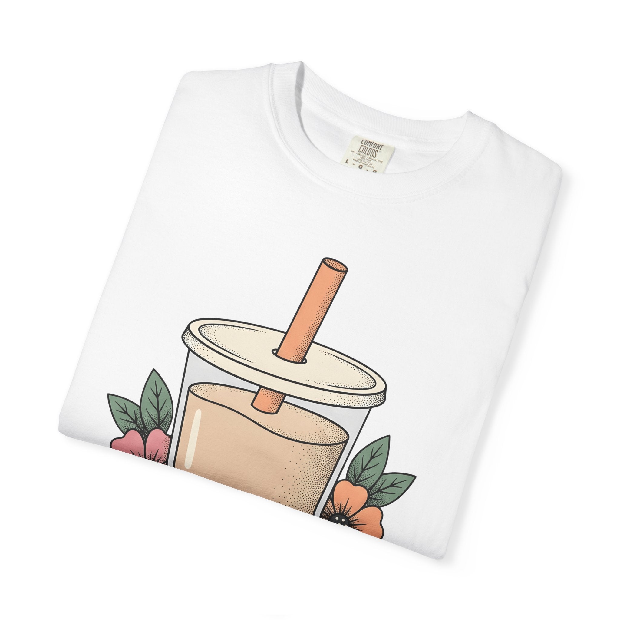 Pearl Tea Shirt Drinks Eatery Gift Women Indie Tee Boba T-Shirt Beverage Fan Bubble Tea Tshirt Cafe Graphic Old School Bloom Tshirt