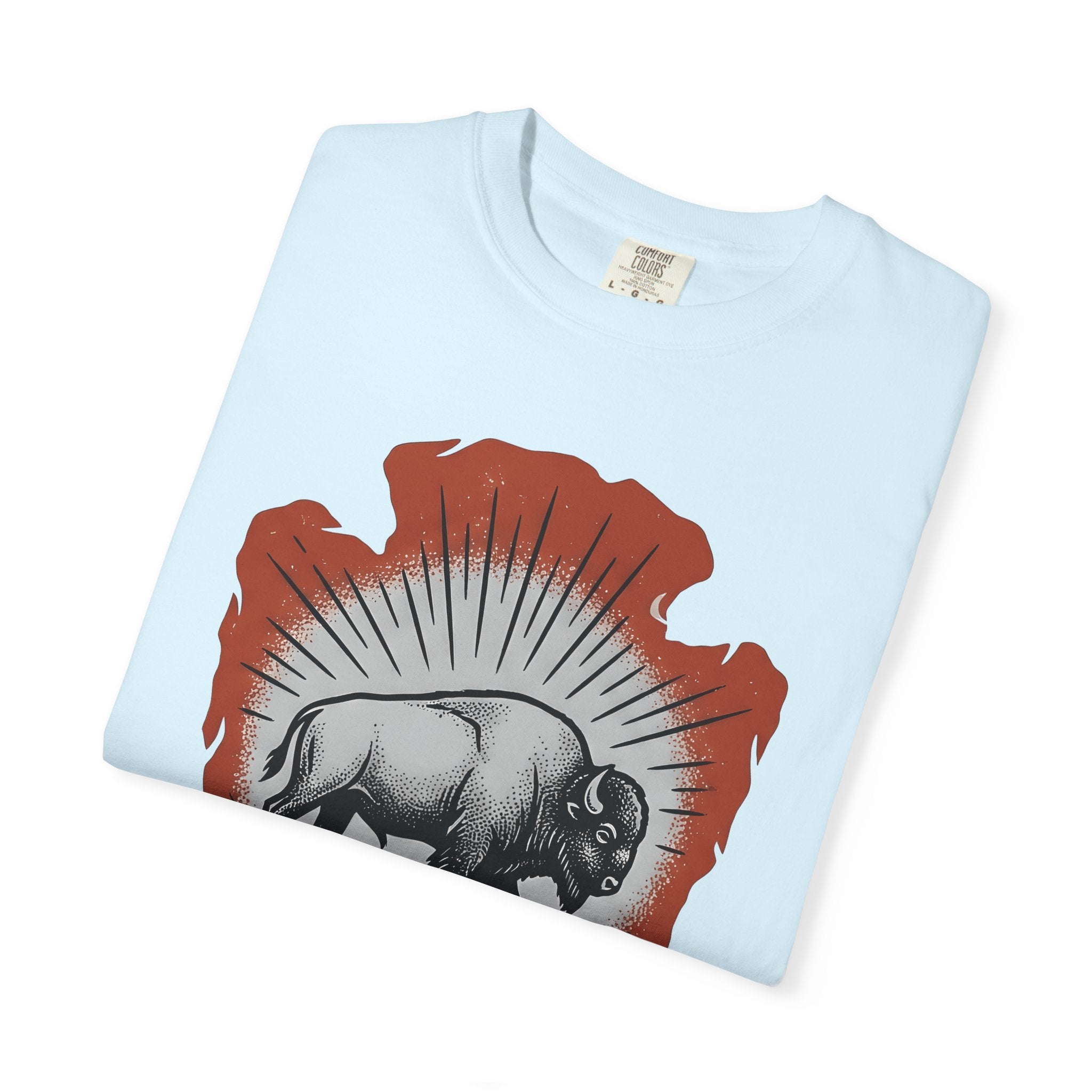 Buffalo Design Shirt Animal Wilderness Gift Women Retro Tee Bison T-Shirt Wildlife Fan Bison Graphic Tshirt Sketch Spearhead Tshirt