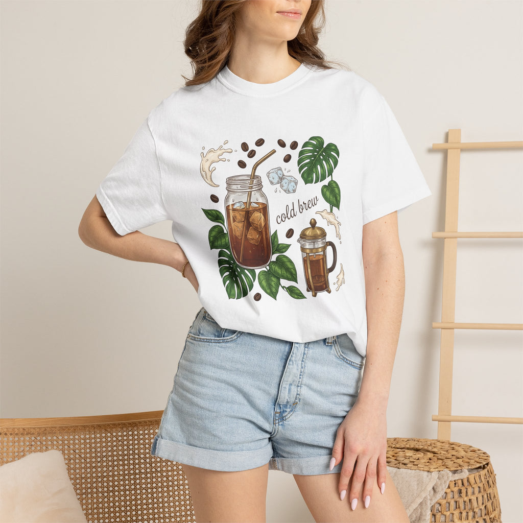Iced Coffee Jar Shirt Coffee Foodie Gift Women Hand Drawn Tee Cold Brew T-Shirt Coffee Fan Illustrated Tshirt Food Graphic Vintage Coffee