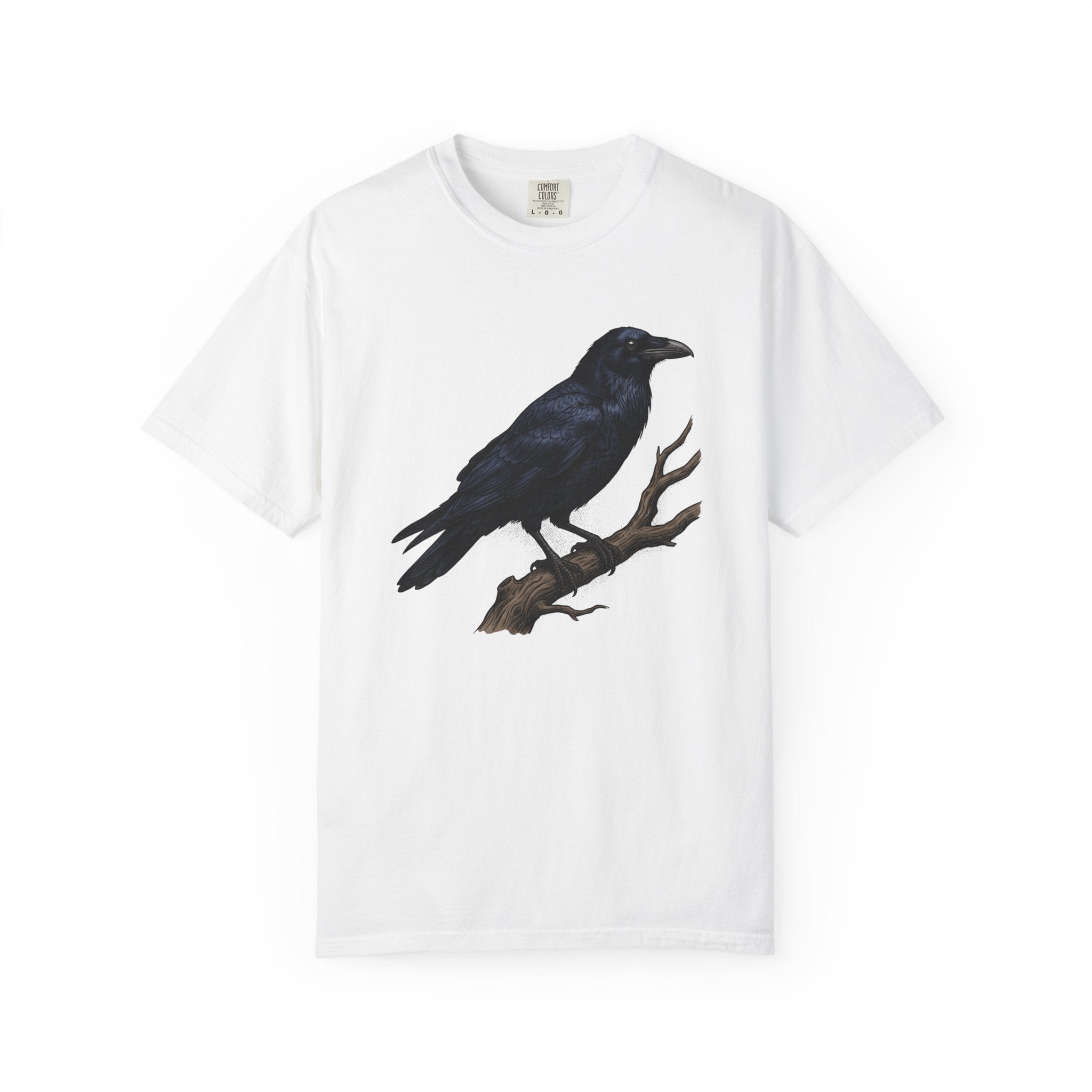 Raven Bird Shirt Halloween Nature Gift Women Gothic Tee Crow T-Shirt Horror Fan Dark Tshirt Wilderness Graphic Vintage Tree Branch Tshirt
