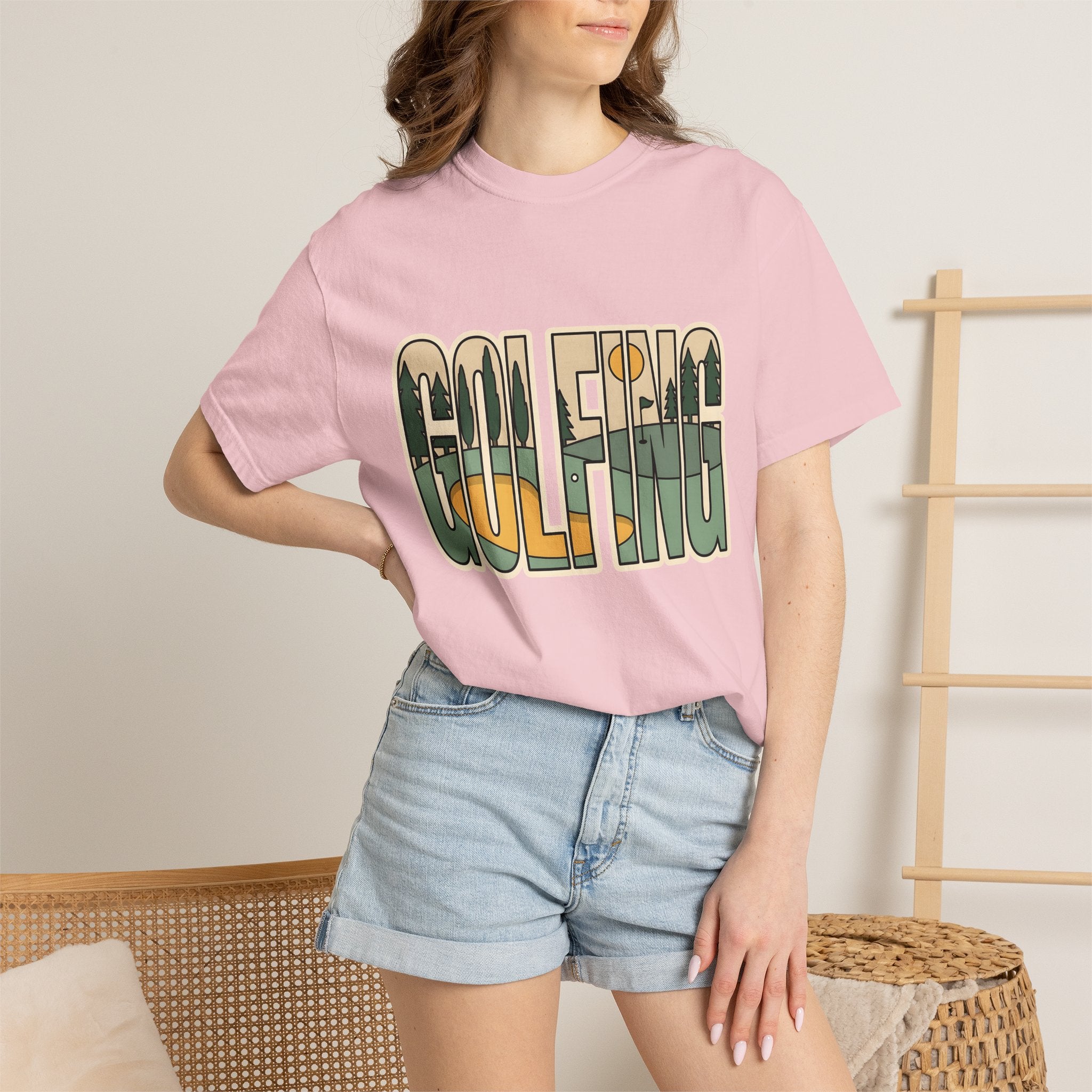 Golf Course Shirt Golf Outdoors Gift Women Bold Graphic Tee Links T-Shirt Golfer Enthusiast Graphic Tshirt Nature Graphic Minimal Trees