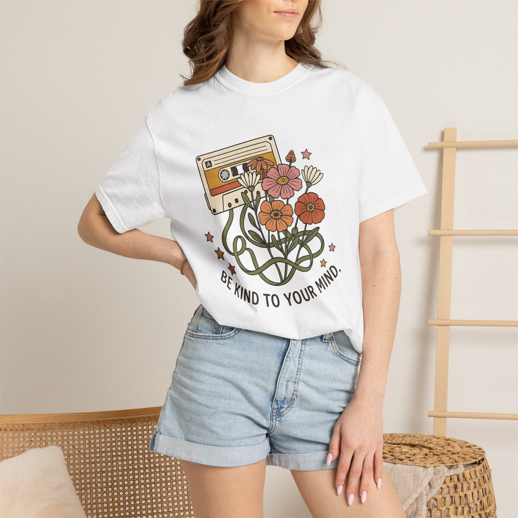 Cassette Tape Blooms Shirt Boho Chic Instruments Gift Women Sketch Tee Mixtape T-Shirt Bohemian Fan Illustrated Tshirt Guitar Graphic