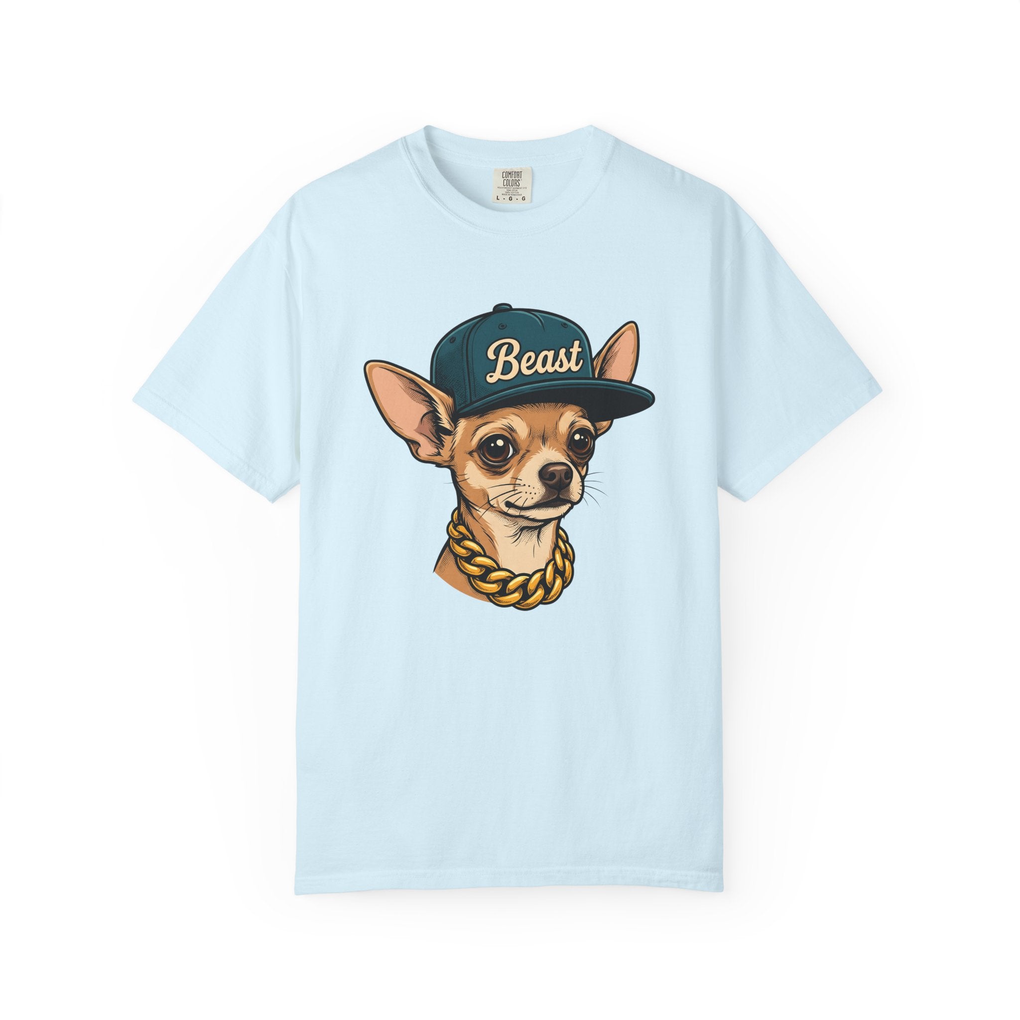 Chihuahua Companion Shirt Dog Satire Gift Women Caricature Tee Puppy T-Shirt Dog Fan Cartoon Tshirt Parody Graphic Sketch Gold Chain Tshirt