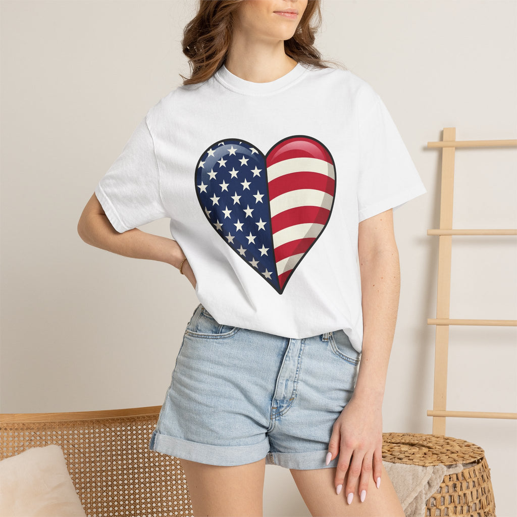 American Heart Shirt 4th Of July Usa Gift Women Graphic Tee Heart T-Shirt Fireworks Fan Patriotic Tshirt American Design Contemporary Star