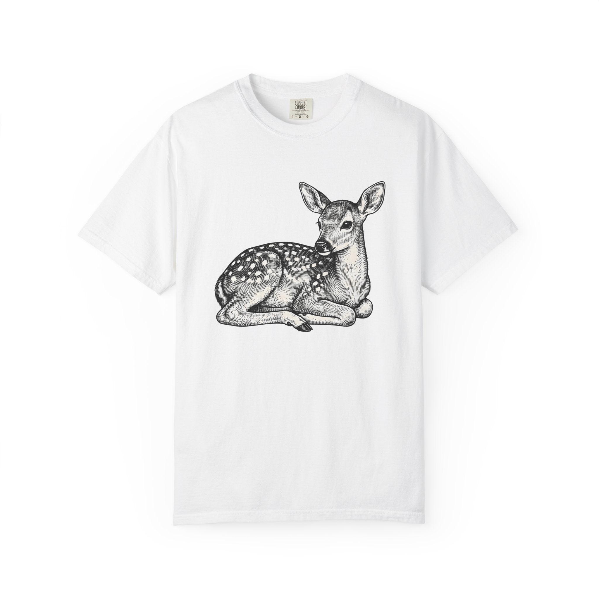 Deer Calf Shirt Animals Wildlife Gift Women Old School Tee Fawn T-Shirt Creature Fan Wildlife Art Tshirt Conservation Graphic Pencil