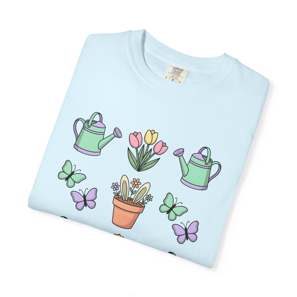 Rabbit Ears Pot Shirt Easter Plants Gift Women Adorable Tee Flowerpot T-Shirt Easter Fan Floral Tshirt Cute Illustration Soft Colors Flower