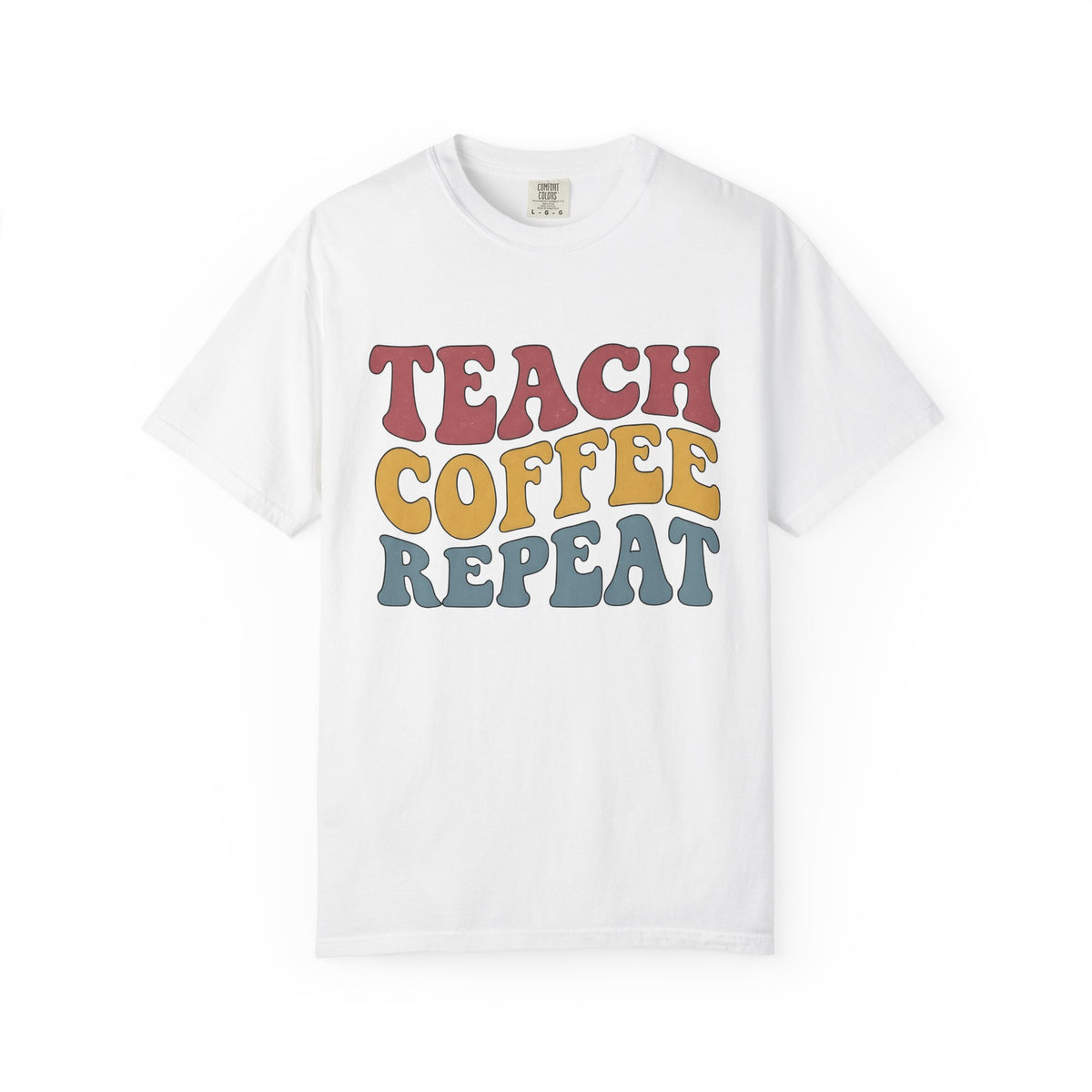 Retro Text Shirt Teacher Coffee Unisex Gift Groovy Tee Typography T-Shirt