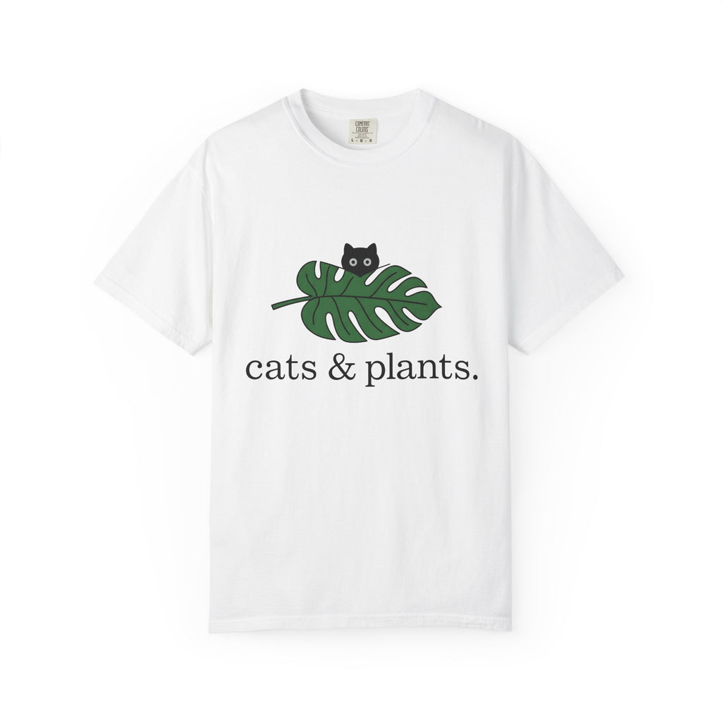 Black Feline Foliage Shirt Cat Greenery Gift Women Plain Tee Cat T-Shirt Cat Fan Black Cat Tshirt Foliage Graphic Stylish Big Leaf Tshirt