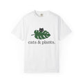 Black Feline Foliage Shirt Cat Greenery Gift Women Plain Tee Cat T-Shirt Cat Fan Black Cat Tshirt Foliage Graphic Stylish Big Leaf Tshirt