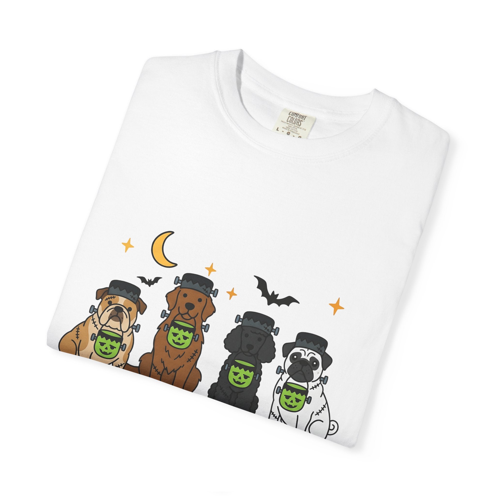Puppy Group Shirt Halloween Animals Gift Women Anime Tee Puppies T-Shirt Spooky Fan Cartoon Tshirt Creature Graphic Line Art Flying Bat