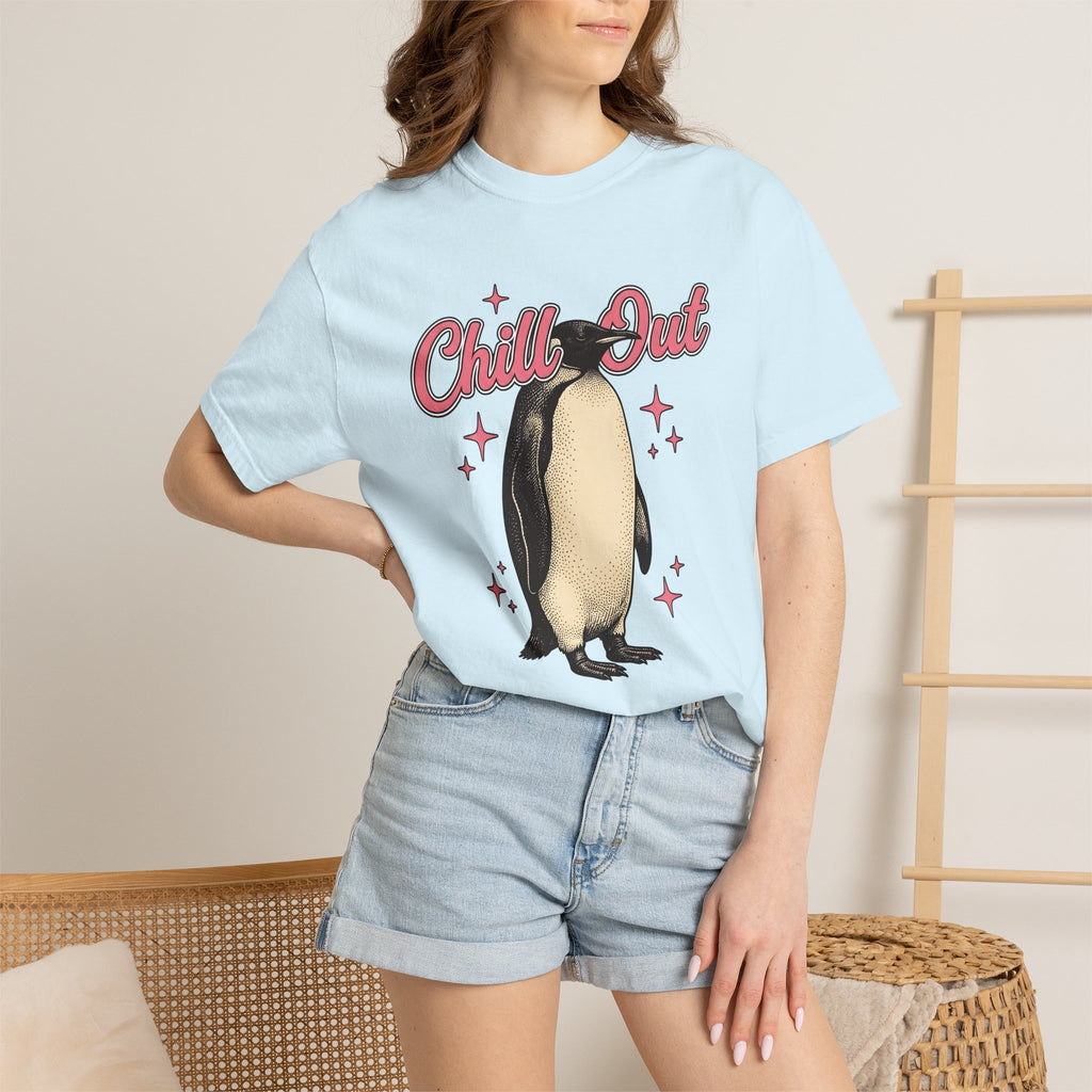 Penguin Graphic Shirt Christmas Animal Gift Women Vintage Tee Pinguin T-Shirt Xmas Fan Distressed Tshirt Wildlife Graphic Retro Stars Tshirt