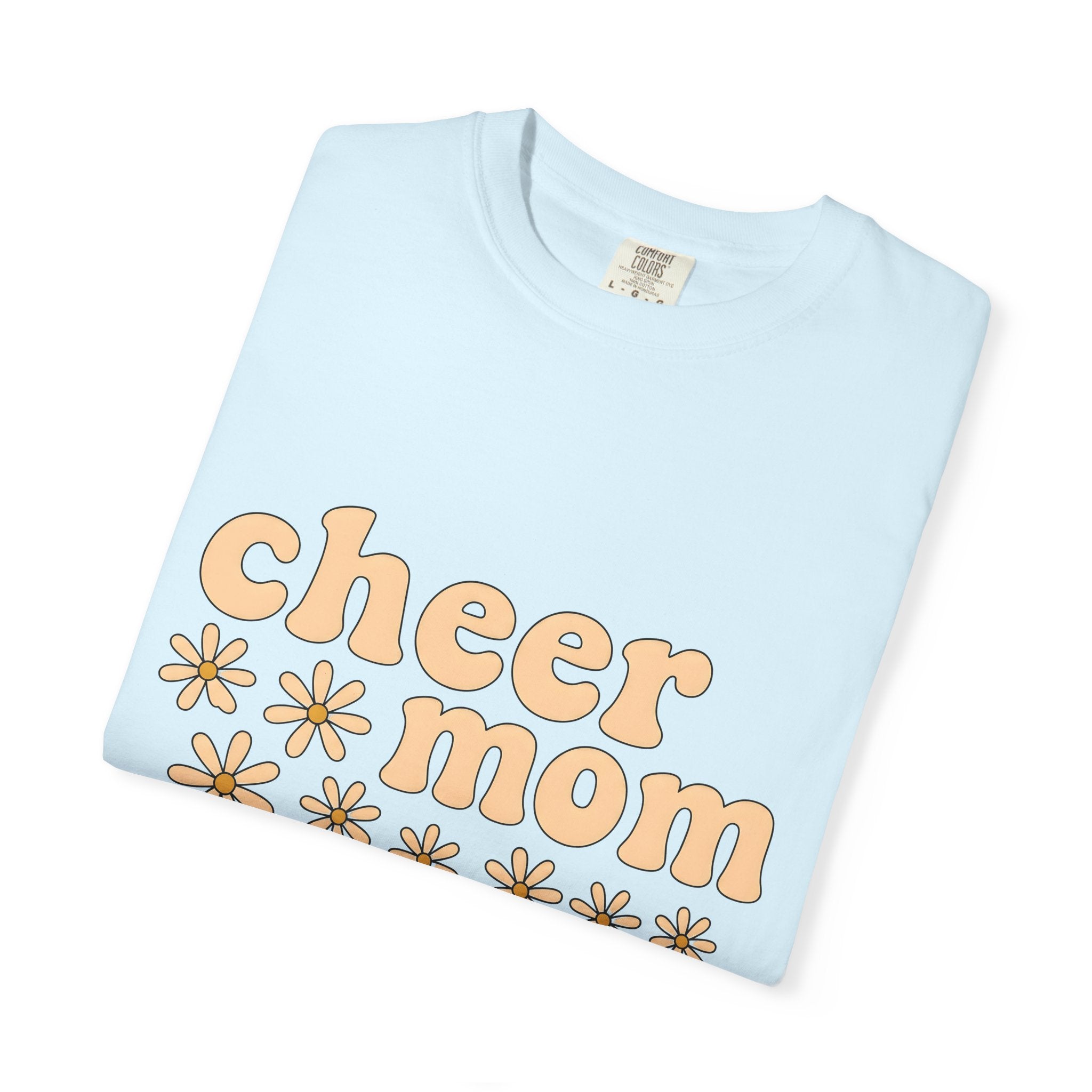 Vintage Flower Lettering Shirt Moms Pom Poms Gift Women Psychedelic Tee Typography T-Shirt Motherhood Fan Bohemian Tshirt Cheer Graphic