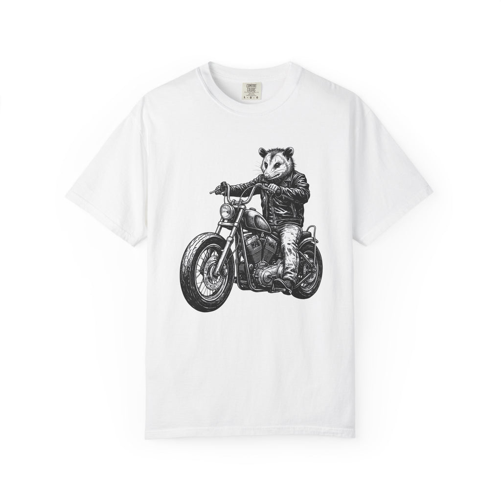 Possum Bike Shirt Animals Riding Gift Women Neo Traditional Tee Opossum T-Shirt Wildlife Enthusiast Vintage Tshirt Motorbike Graphic Old
