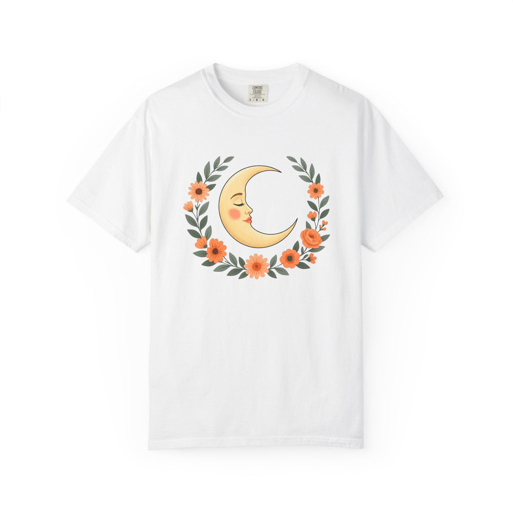 Crescent Moon Shirt Boho Chic Astrology Gift Women Hippie Tee Lunar T-Shirt Bohemian Fan Psychedelic Tshirt Zodiac Graphic Retro Flower