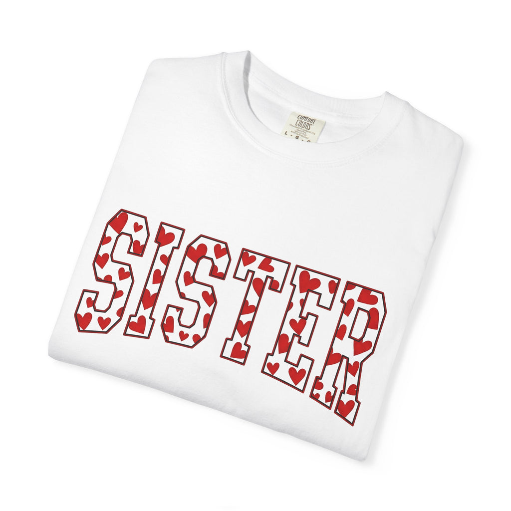 Heart Pattern Text Shirt St. Valentine's Day Family Gift Women Playful Tee Typography T-Shirt Valentine Fan Whimsical Tshirt Clan Graphic