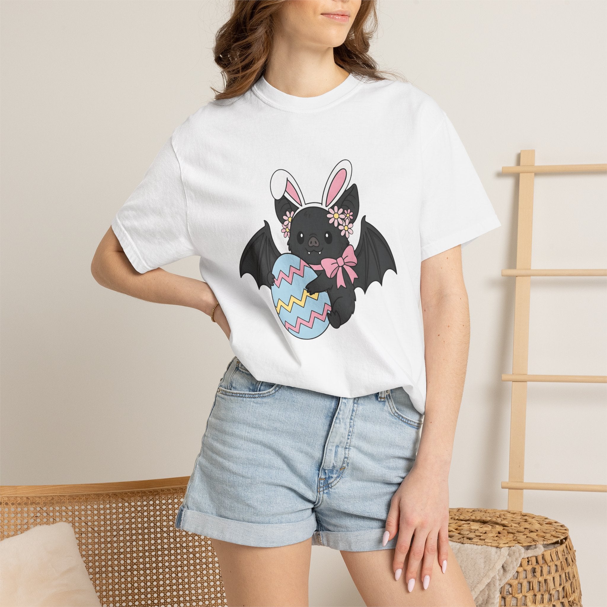 Bat Bunny Ears Shirt Easter Animal Gift Women Cute Tee Bunny T-Shirt Easter Fan Cute Tshirt Creature Graphic Cartoon Easter Egg Tshirt