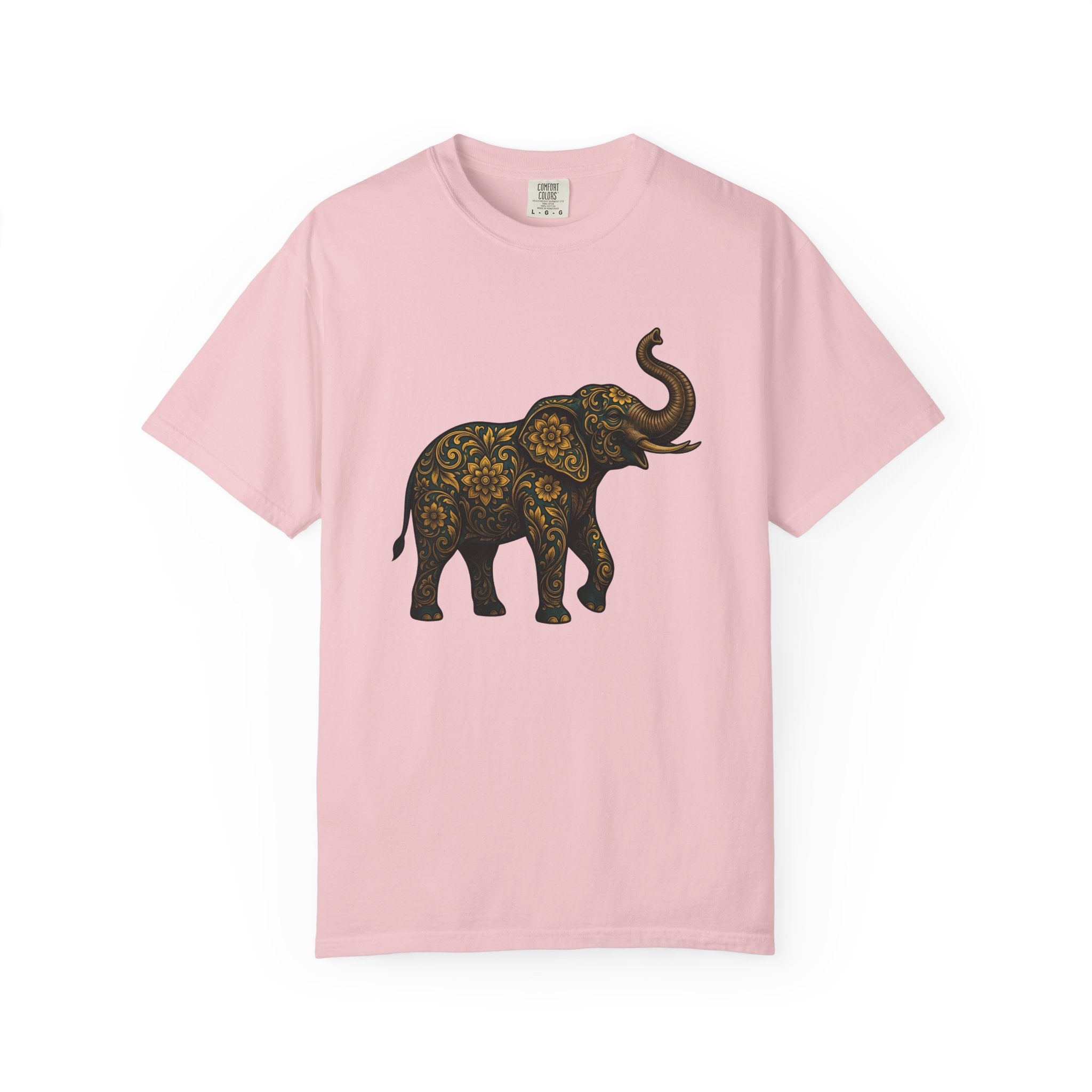 Blooming Elephant Shirt Boho Chic Critter Gift Women Folk Art Tee Elephant T-Shirt Hippie Fan Tribal Tshirt Creature Graphic Sketch Motif