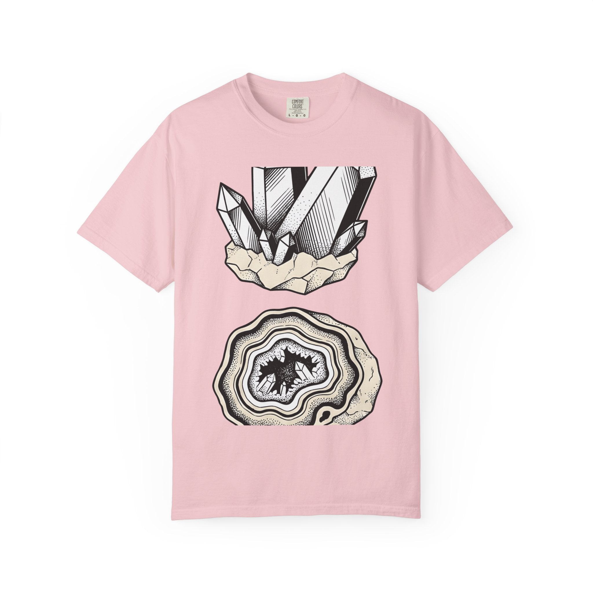 Crystal Formation Shirt Cottagecore Mineral Gift Women Boho Tee Crystal T-Shirt Cottagecore Enthusiast Bohemian Tshirt Rock Graphic Line Art