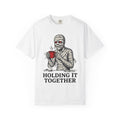 Bandaged Coffee Cup Shirt Halloween Caffeine Gift Women Cartoon Tee Mug T-Shirt Spooky Fan Coffee Cup Tshirt Caffeine Graphic Sketch Crimson