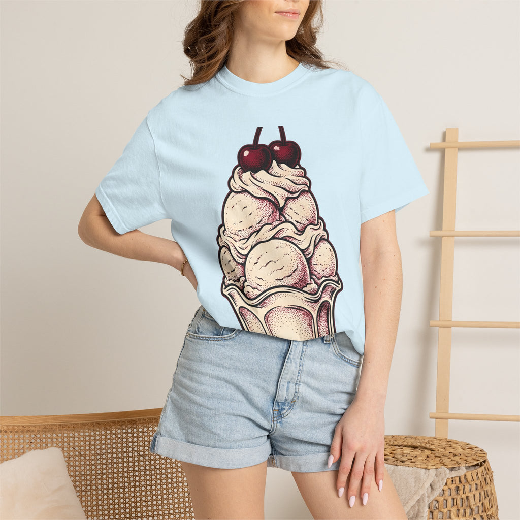 Ice Cream Cone Shirt St Valentines Day Sweets Gift Women Retro Tee Ice Cream T-Shirt Valentine Fan Vintage Tshirt Dessert Graphic Sketch