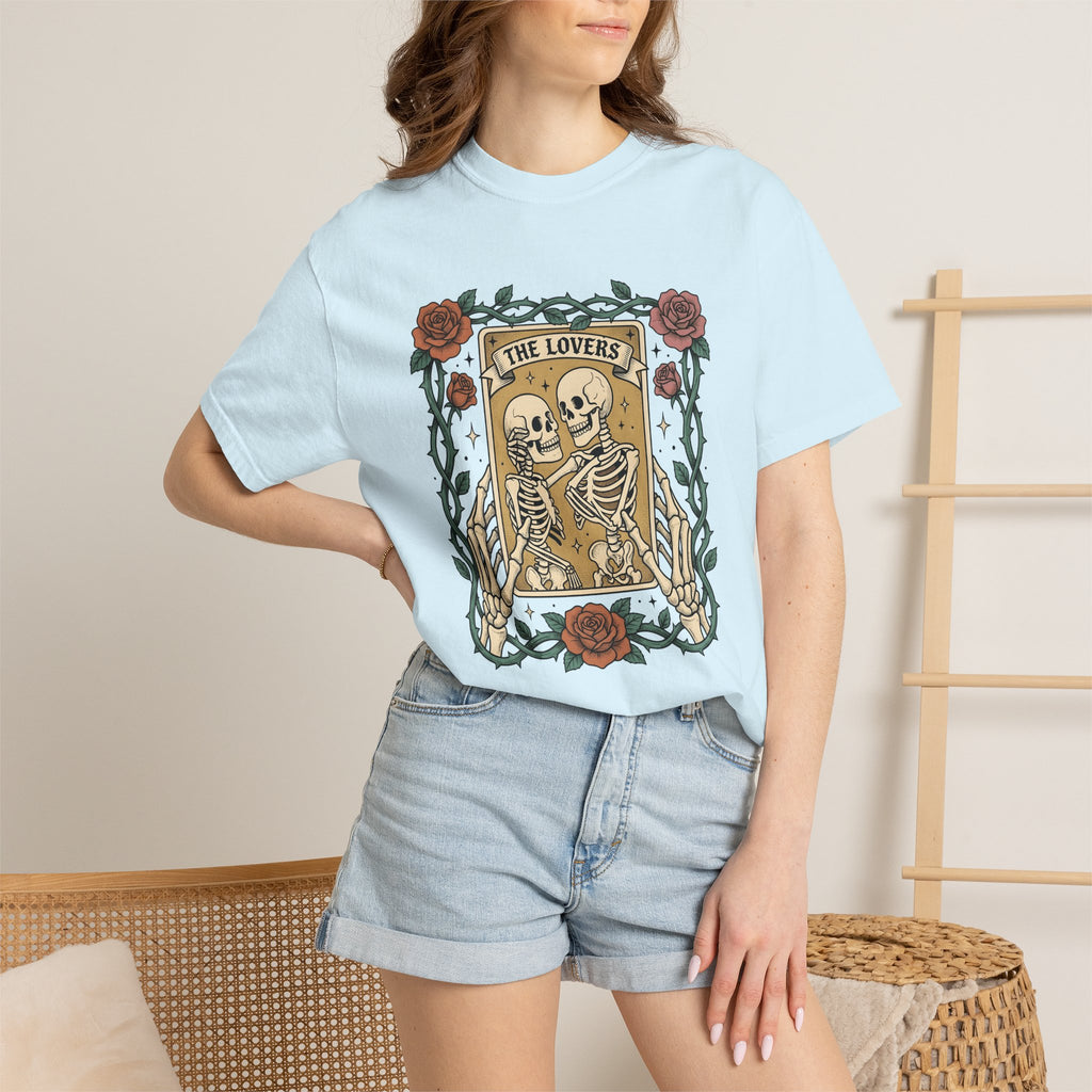 Skeleton Couple Shirt St Valentines Day Gothic Gift Women Tattoo Tee T-Shirt Romance Fan Ink Tshirt Dark Graphic Vintage Roses Tshirt