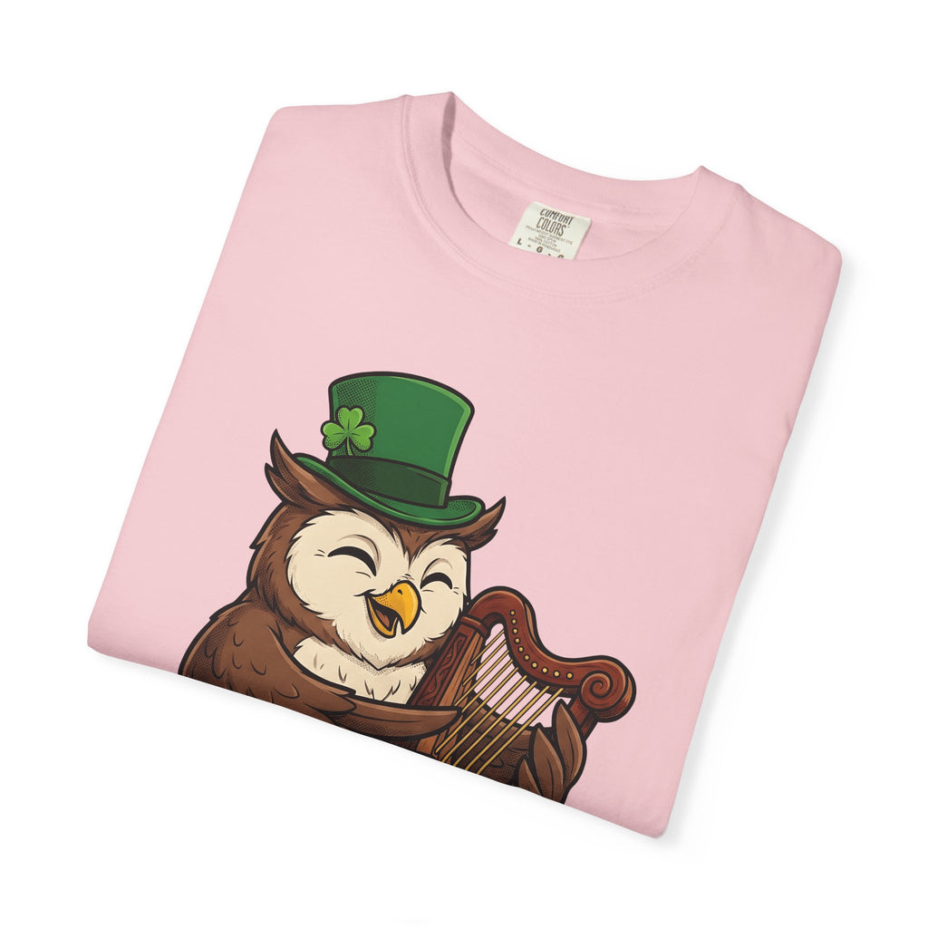 Owl Harp Shirt St Patrick's Day Animal Gift Women Cartoon Tee Hoot T-Shirt Patrick's Day Fan Owl Graphic Vintage Shamrock Hat Tshirt