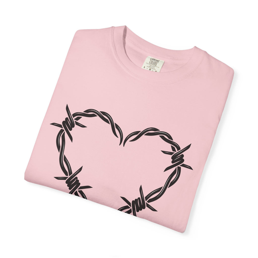 Spiked Wire Heart Shirt Cowgirl Cowboy Gift Women Heavy Tee Barbed Heart T-Shirt Rodeo Fan Grunge Tshirt Cowboy Graphic Clean Braided Wire