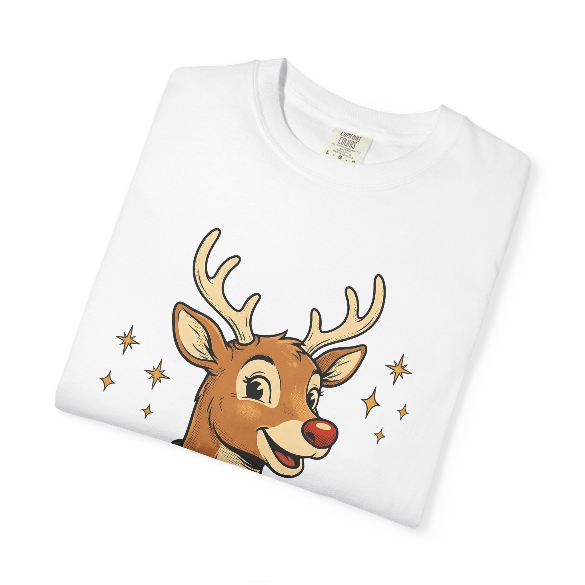 Reindeer Drawing Shirt Christmas Nature Gift Women Comic Tee Caribou T-Shirt Christmas Fan Cartoon Tshirt Wildlife Graphic Hand Drawn