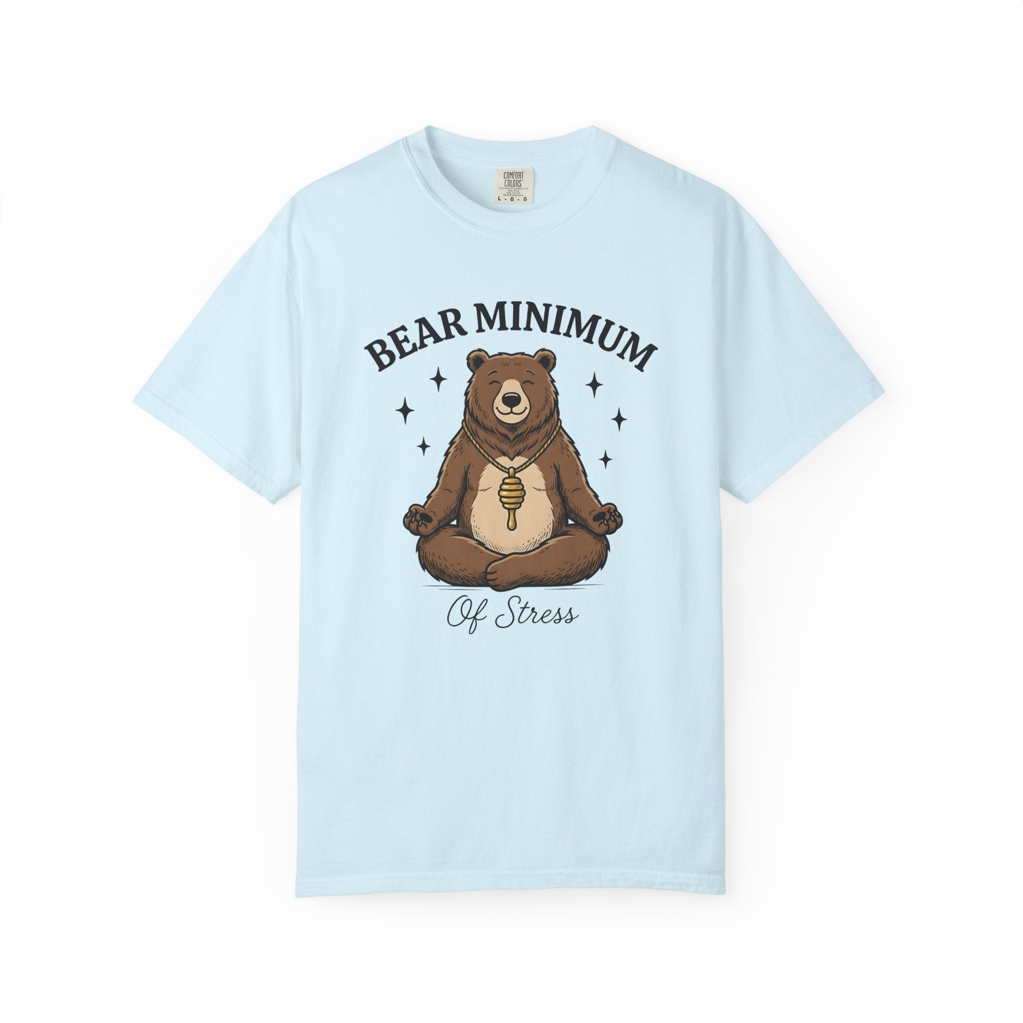Calm Bear Shirt Yoga Fauna Gift Women Graphic Tee Bear T-Shirt Yoga Enthusiast Illustration Tshirt Wildlife Graphic Line Art Honey Grid