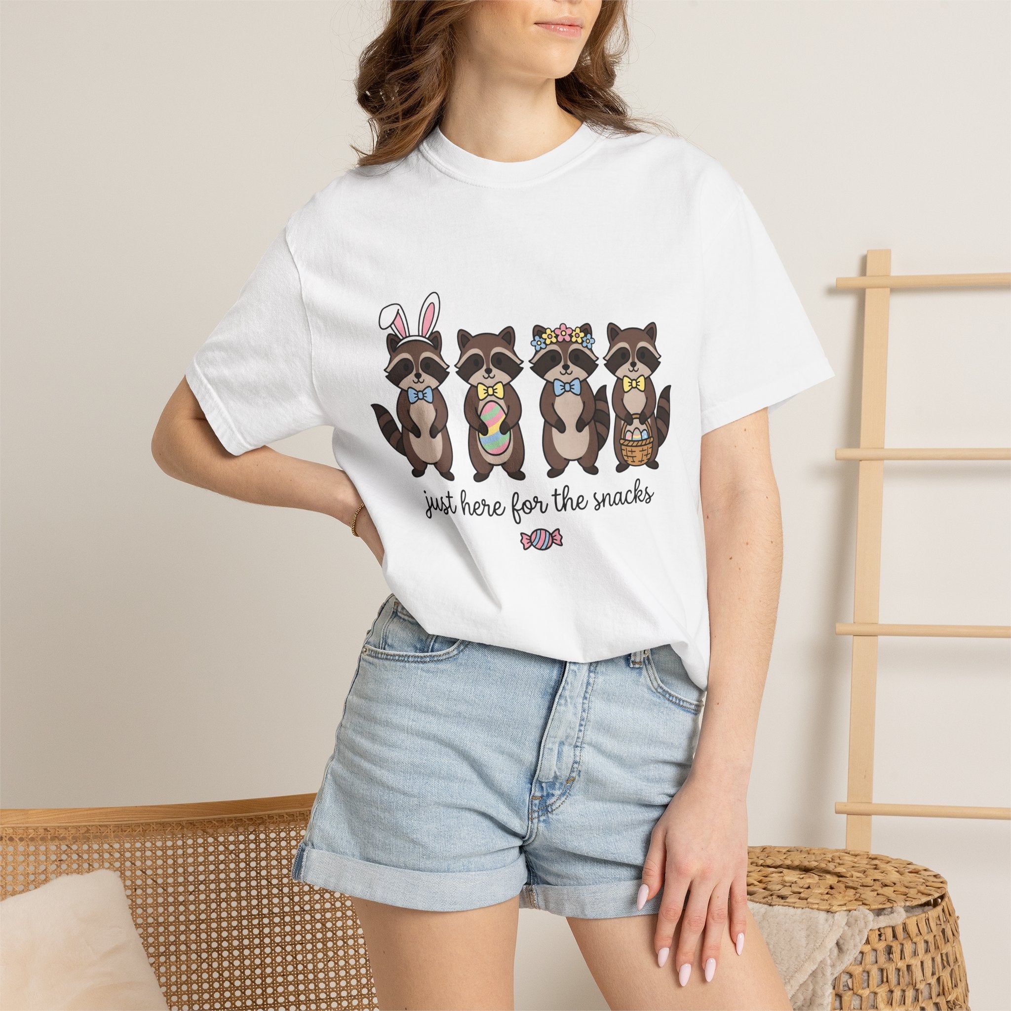 Raccoon Family Shirt Easter Pets Gift Women Sweet Tee Raccoon T-Shirt Easter Fan Trash Panda Tshirt Animal Graphic Animation Easter Egg