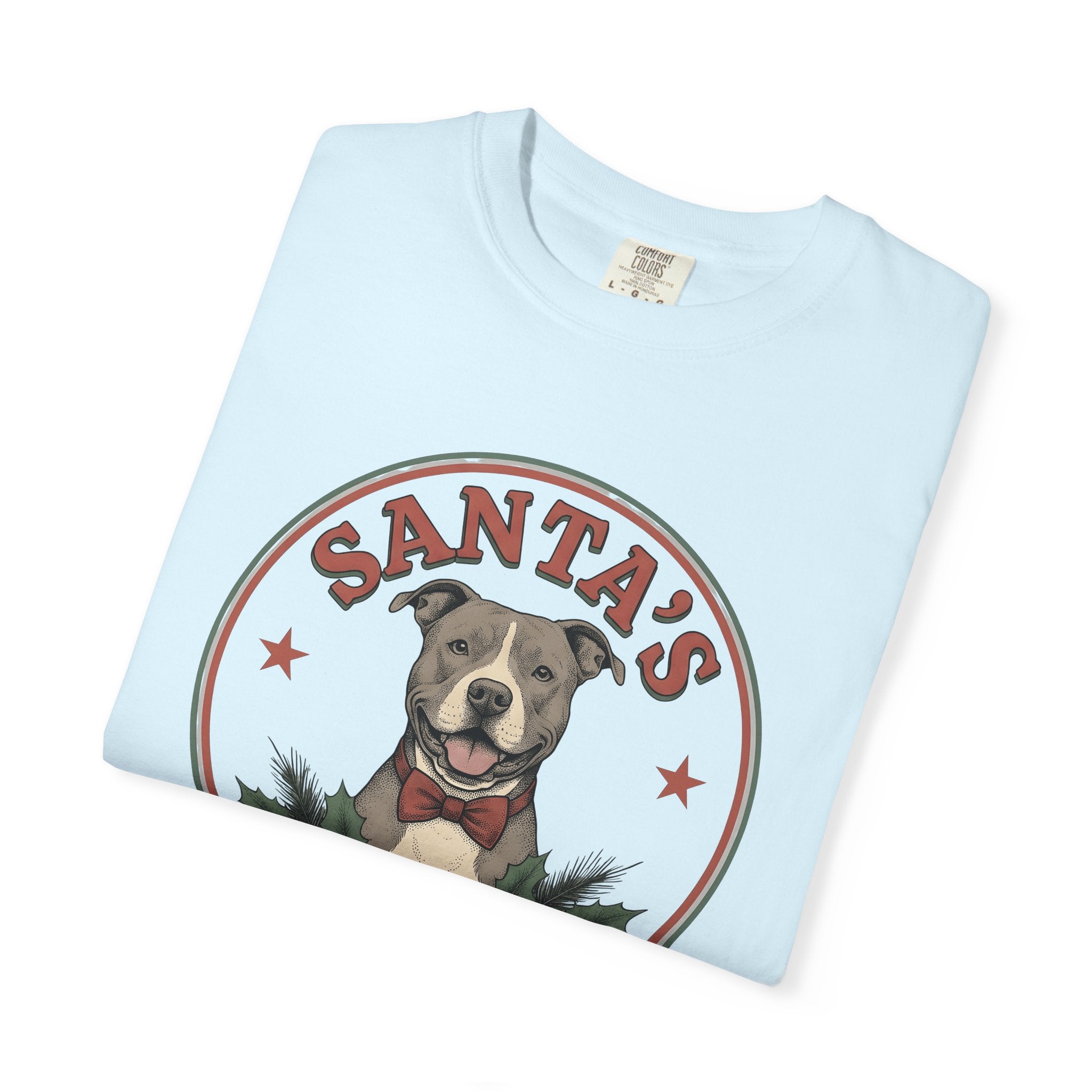Pitbull Pet Shirt Dog Festive Gift Women Classic Tee Pibble T-Shirt Dog Fan Vintage Tshirt Holiday Graphic Doodle Pine Branches Tshirt
