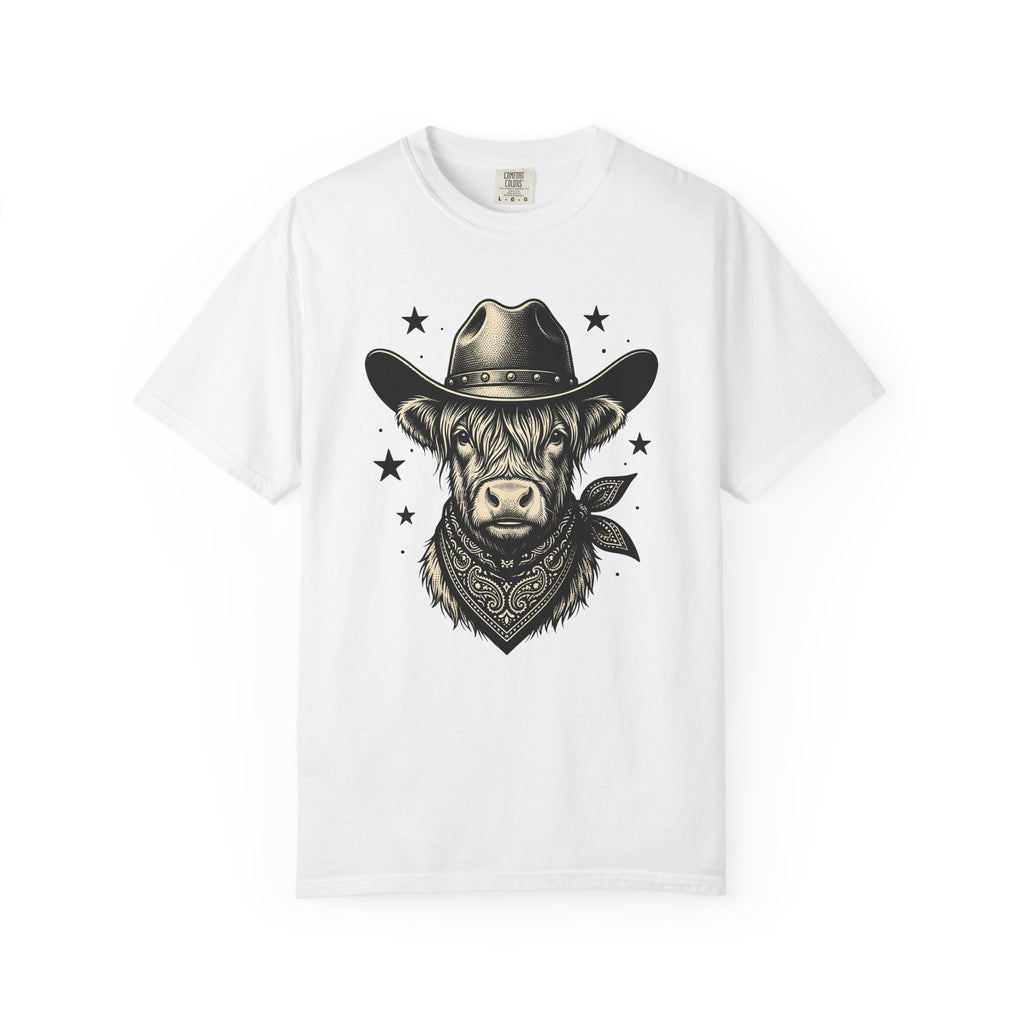 Western Cow Shirt Cowgirl Animal Gift Women Sketch Tee Cowboy T-Shirt Rodeo Fan Cattle Graphic Cattle Illustration Line Art Kerchief Tshirt