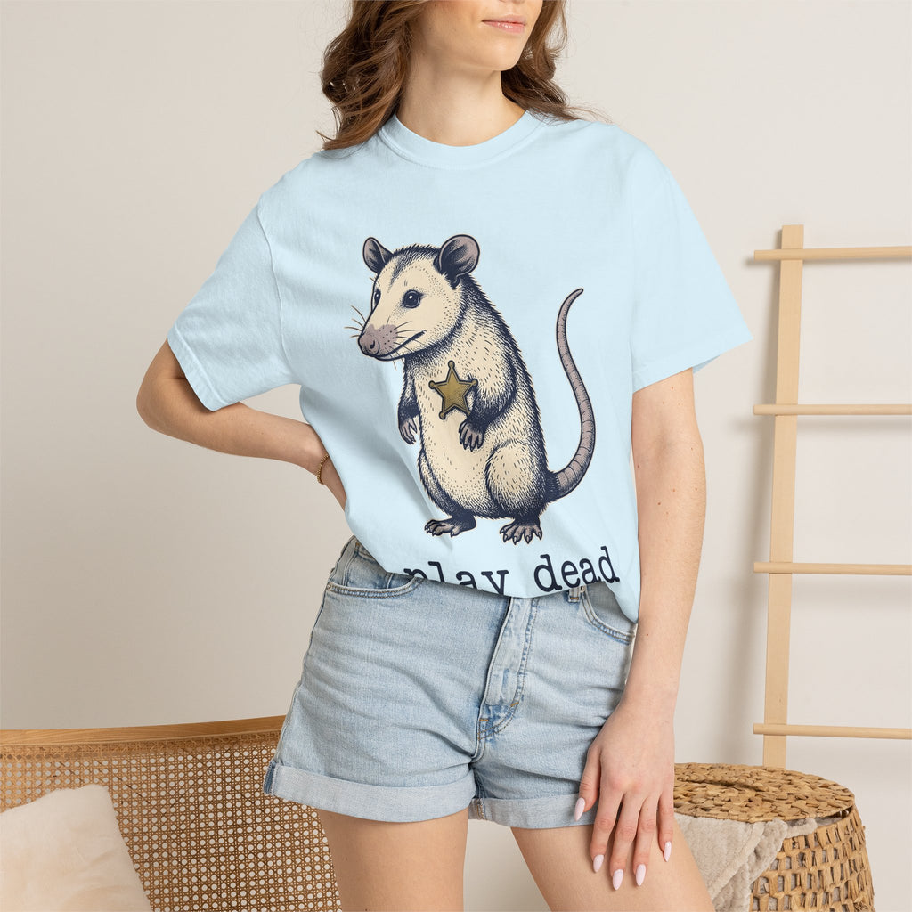 Possum Marshal Shirt Possum Fauna Gift Women Line Art Tee Opossum T-Shirt Possum Fan Opossum Tshirt Wildlife Graphic Hand Drawn Shield