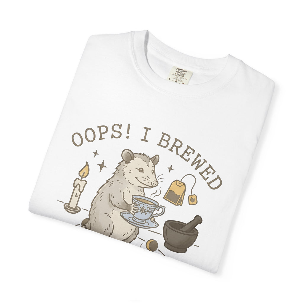 Opossum Teacup Shirt Halloween Sorcery Gift Women Fantasy Tee Possum T-Shirt Horror Fan Occult Tshirt Magic Graphic Retro Wax Candle Tshirt