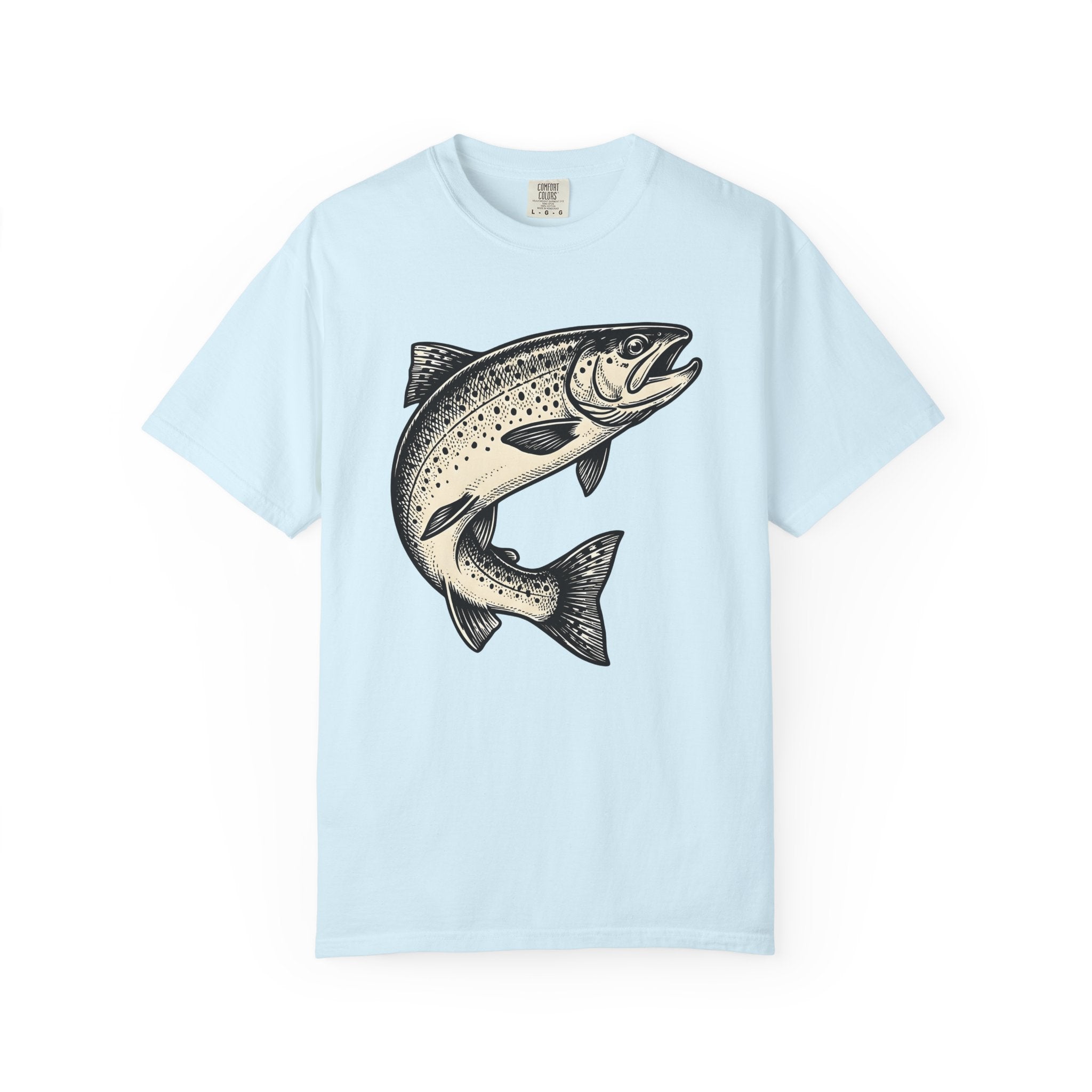 Brown Trout Shirt Fishing Nature Gift Women Old School Tee Trout T-Shirt Angler Fan Wildlife Graphic Tshirt Outline Speckles Tshirt